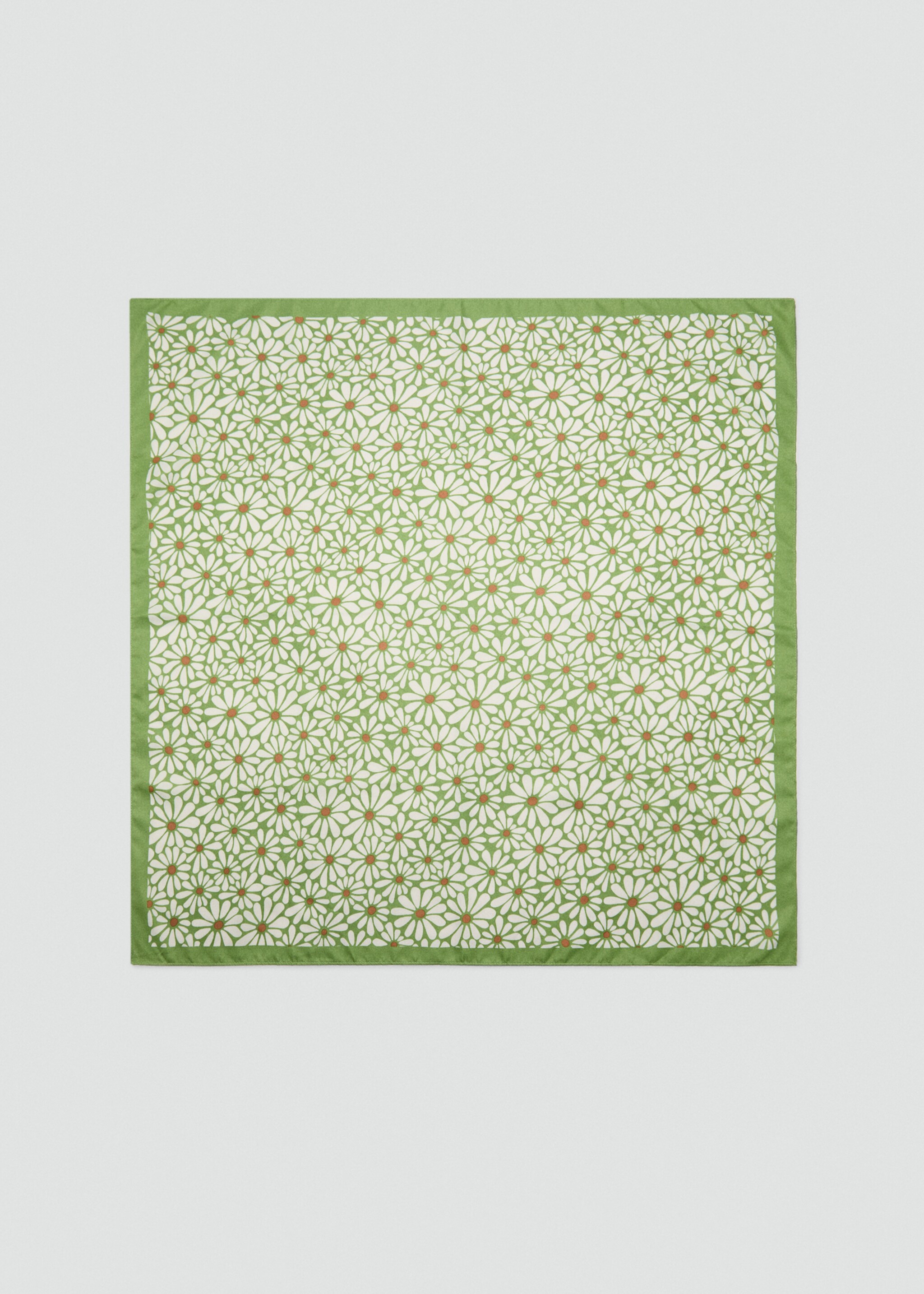 Mini-flower satin scarf - Article without model, Green. Ref: 87095924-00.