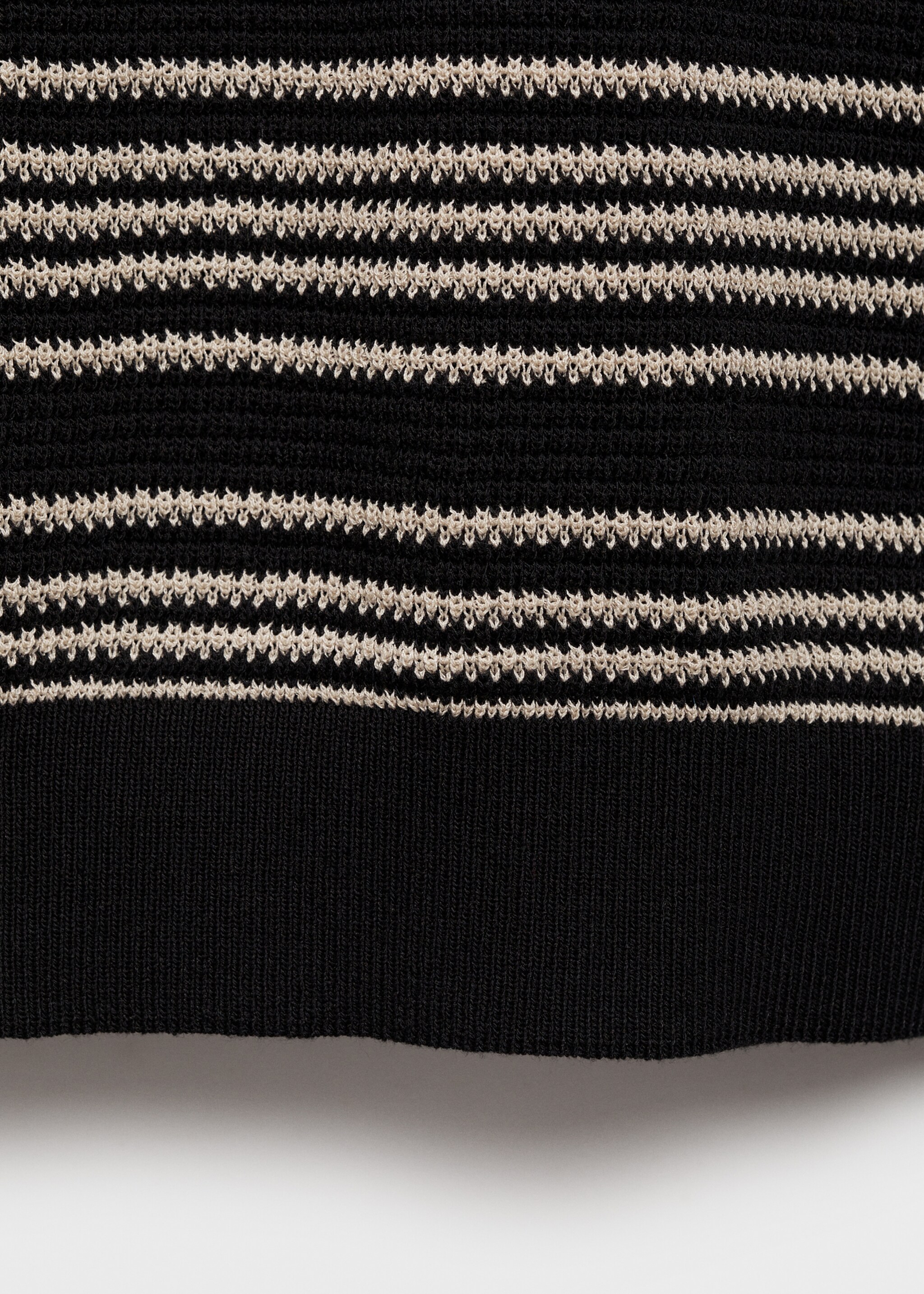 Striped braided knit polo shirt - Details of the article 0, Black. Ref: 87095931-00.