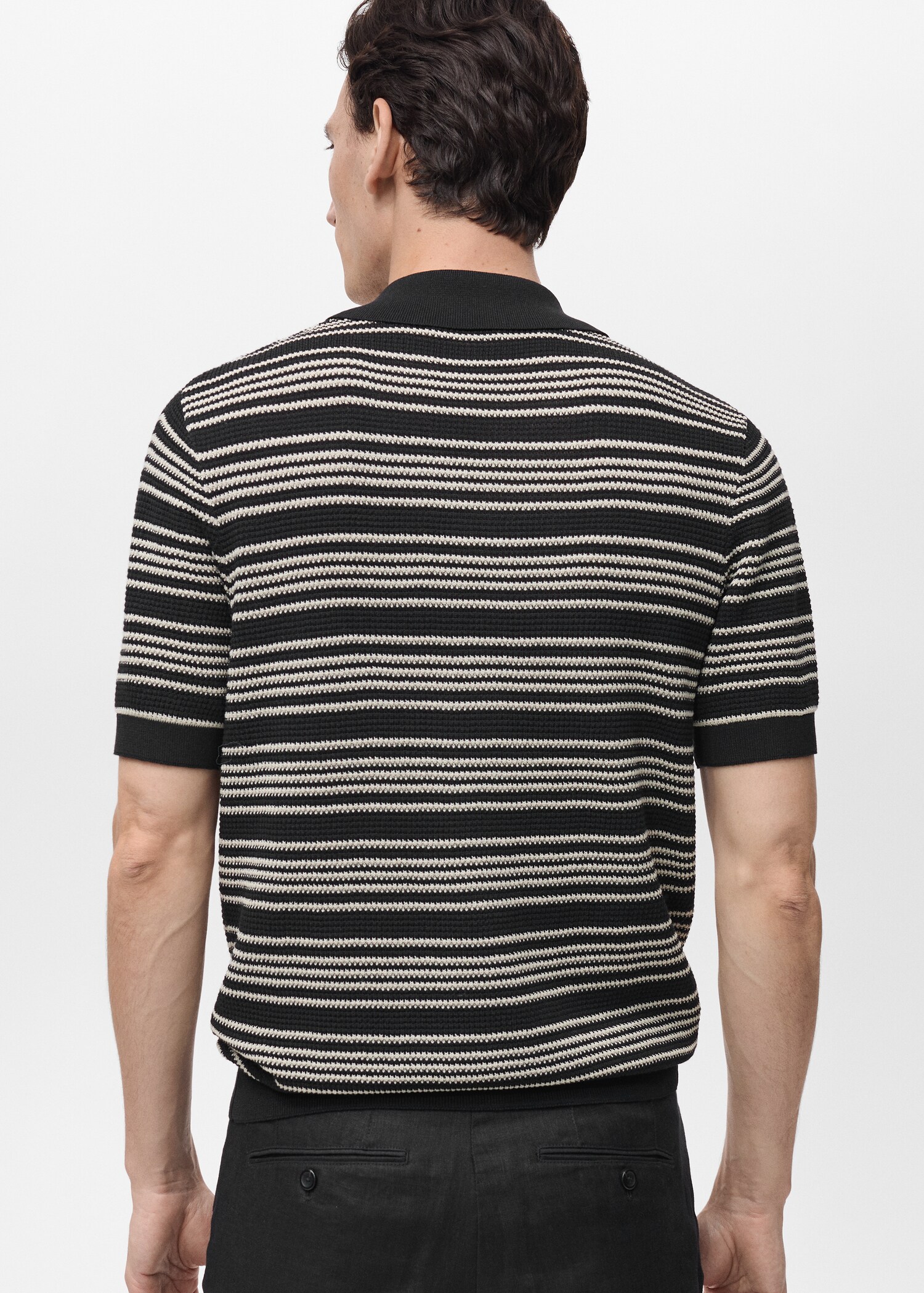 Striped braided knit polo shirt - Reverse of the article