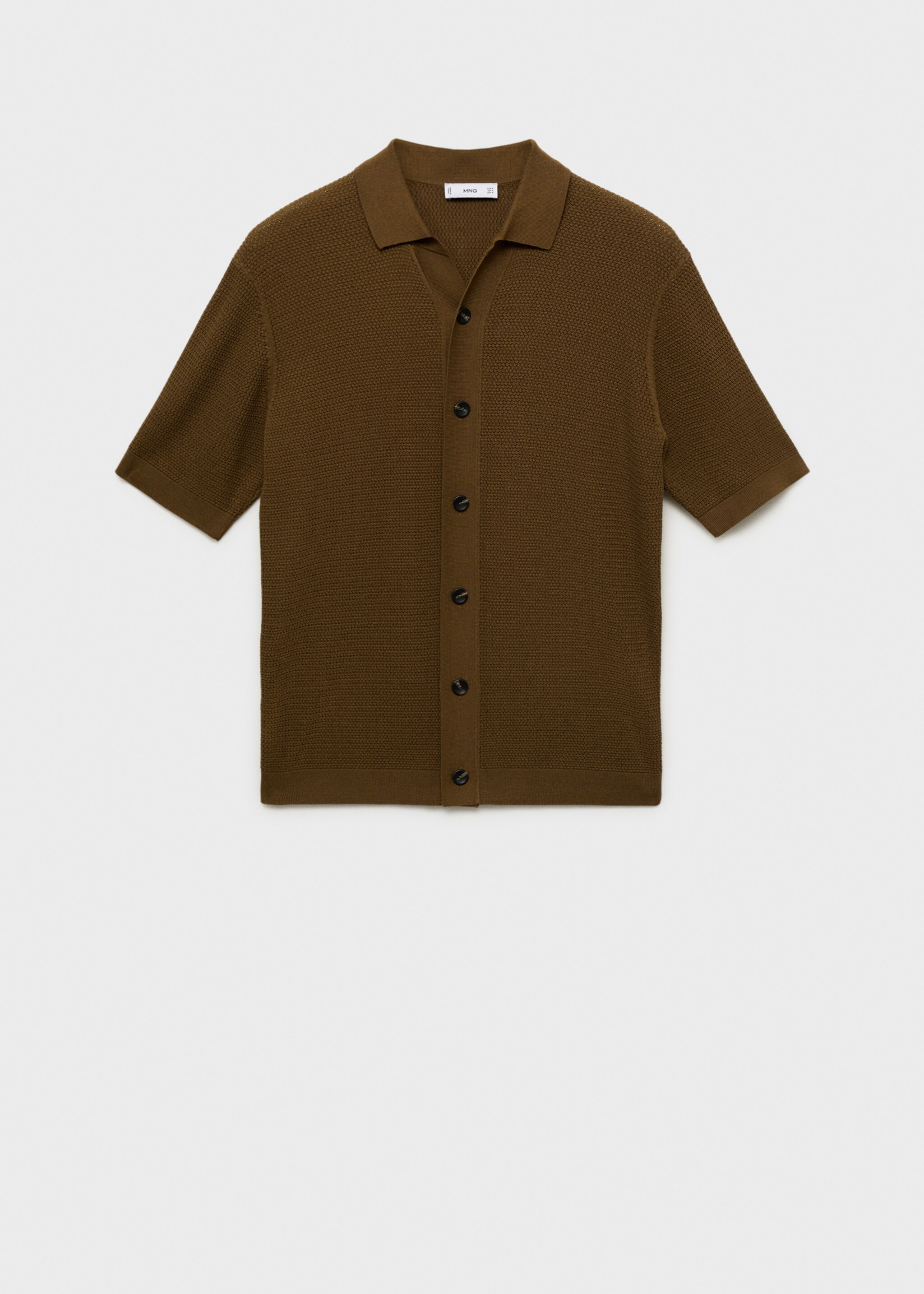 Structured knitted shirt - Article without model, Brown. Ref: 87095932-00.