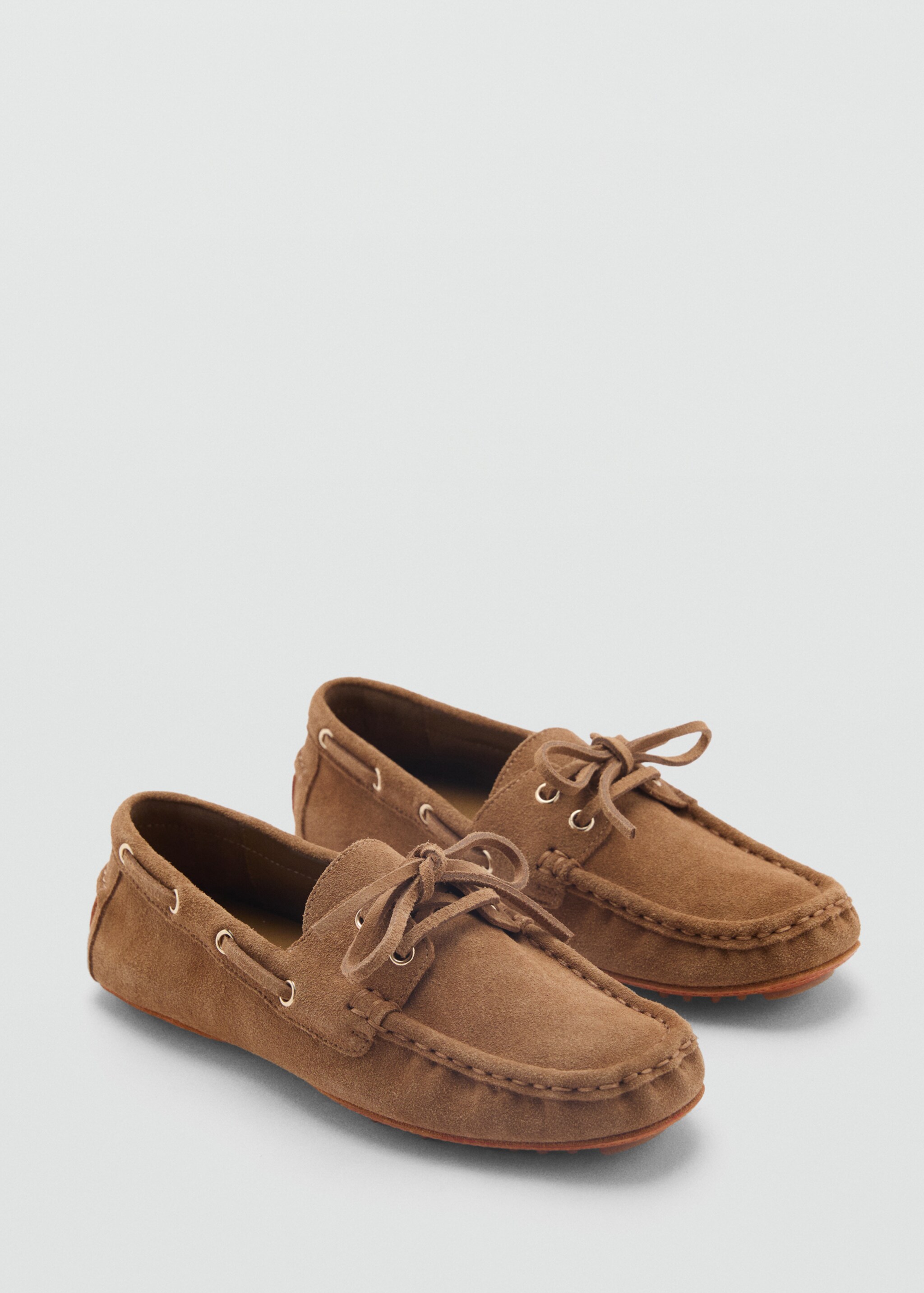 Suede boat shoes with laces - Medium plane, Medium Brown. Ref: 87095937-00.