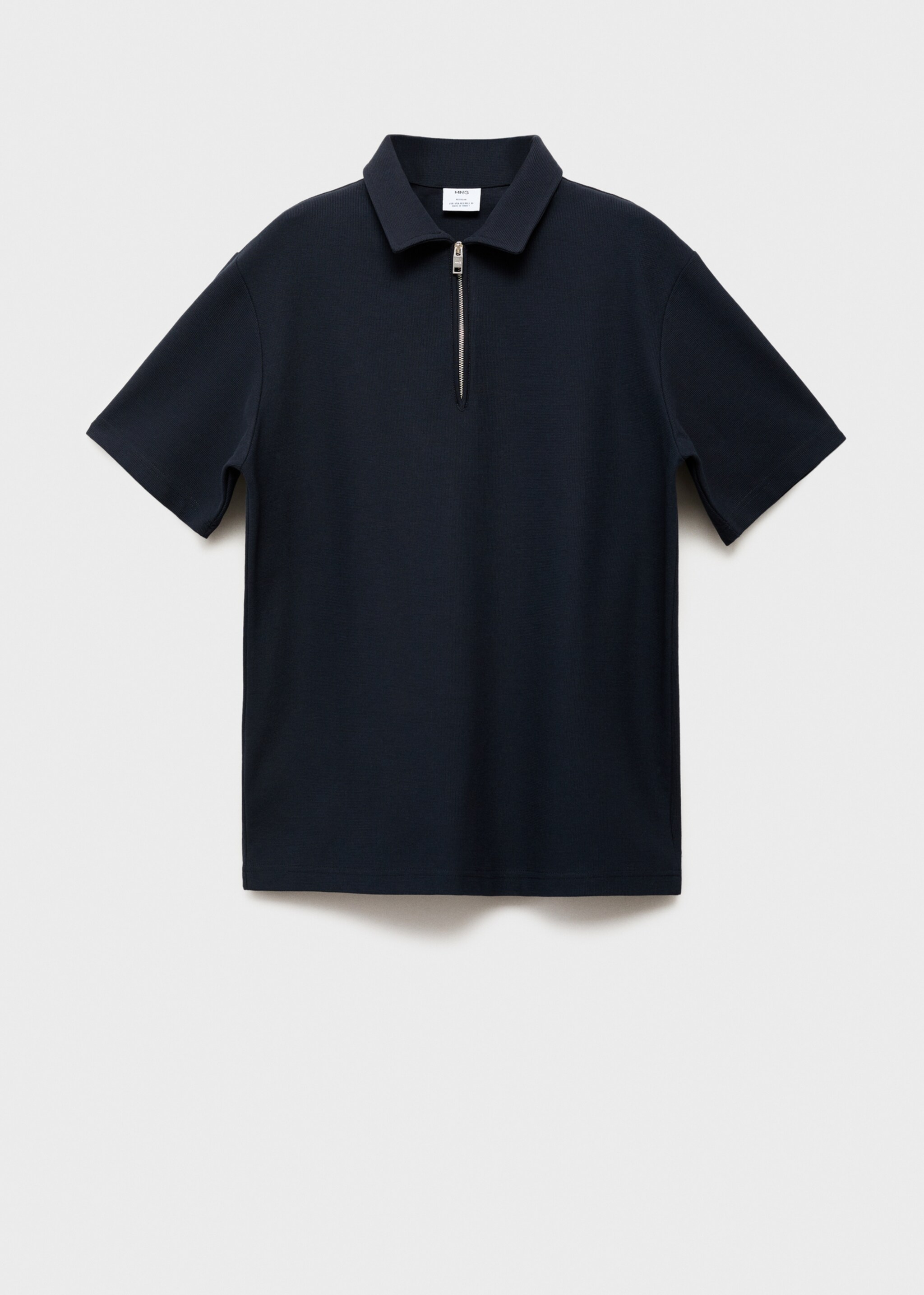 Structured polo shirt with zip collar - Article without model, Dark Navy. Ref: 87095939-00.