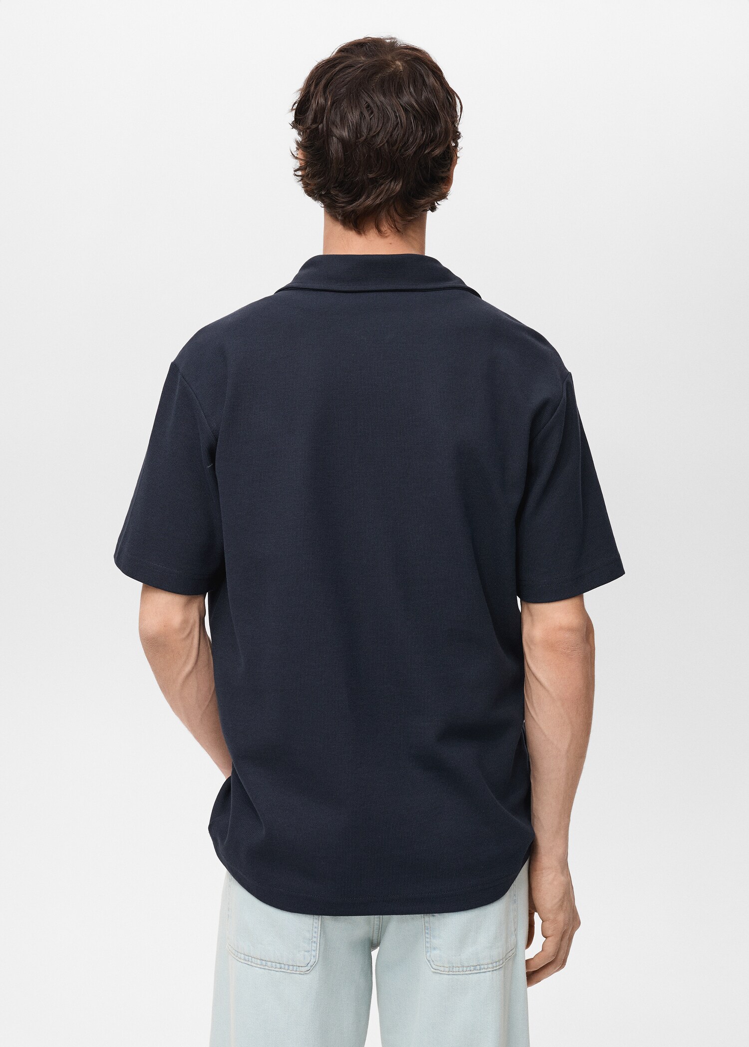 Structured polo shirt with zip collar - Reverse of the article