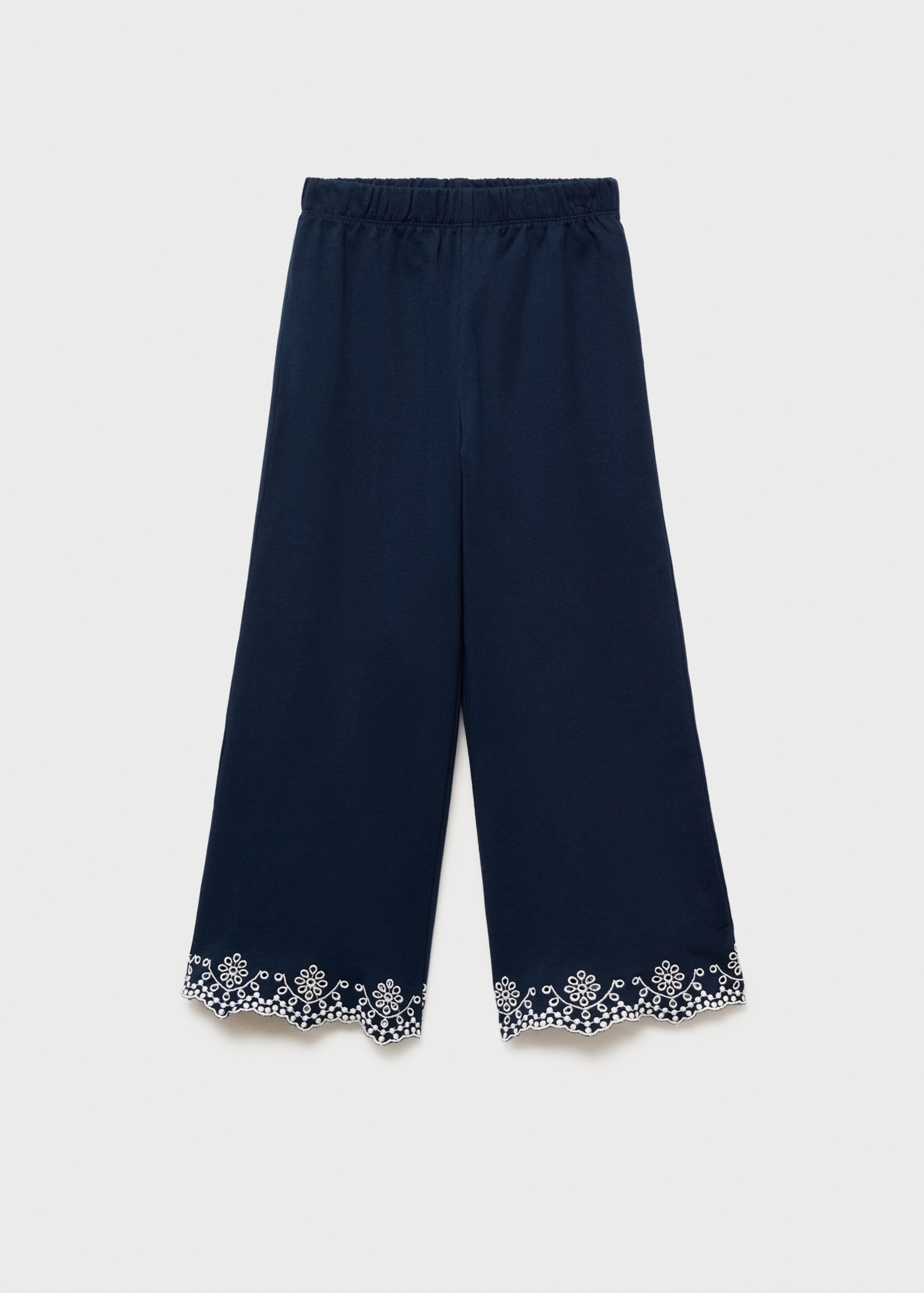 Bavlněné kalhoty s dírkovou výšivkou - Zboží bez modelu, Námořnická modrá. Ref: 87095947-00.