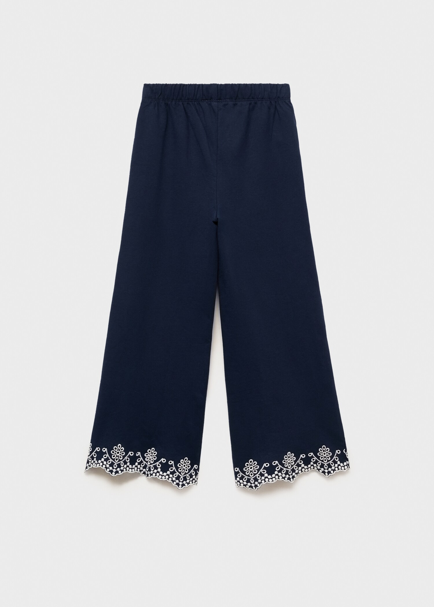 Bavlněné kalhoty s dírkovou výšivkou - Zadní strana zboží