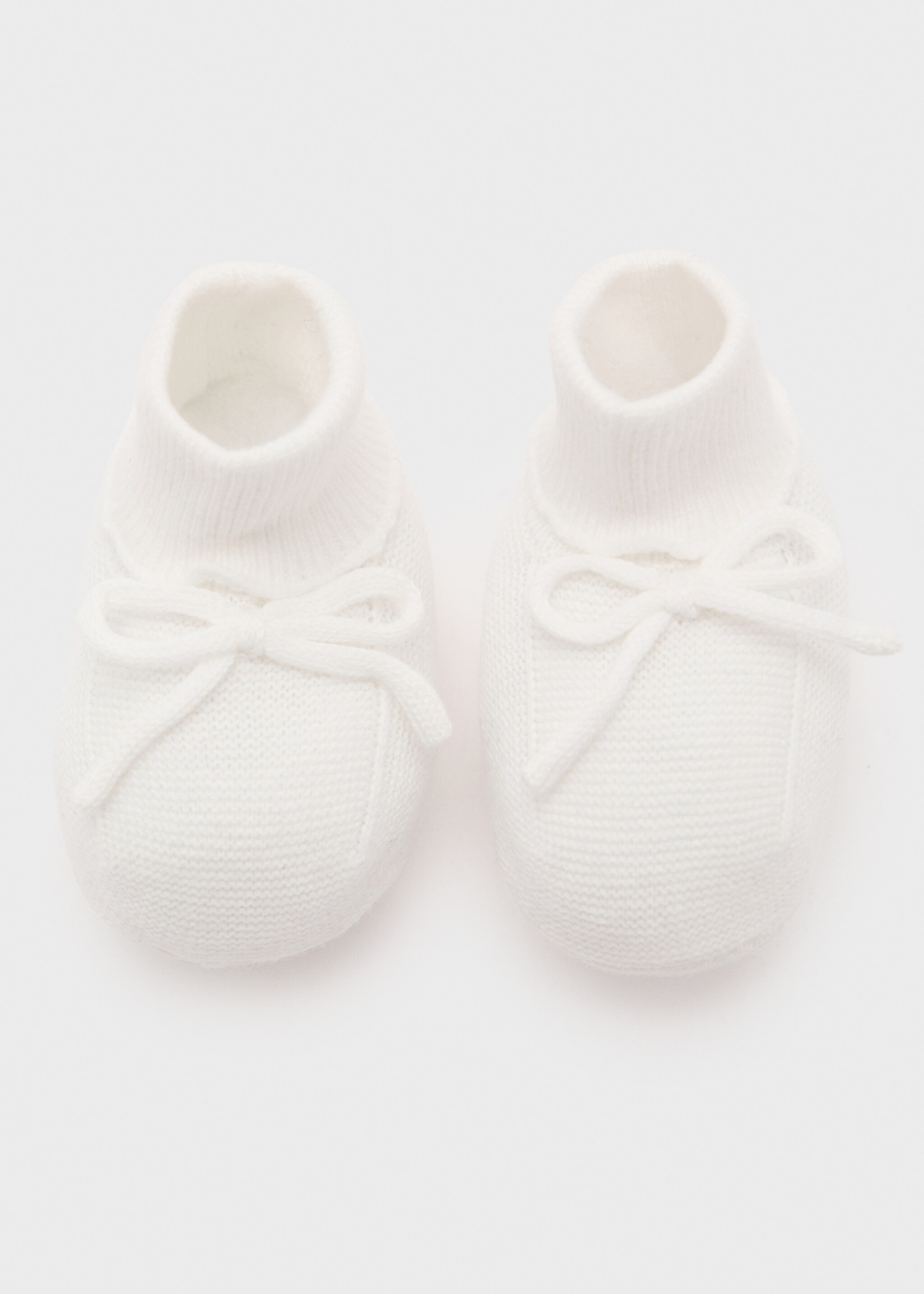 Knitted booties with bow - Details of the article 8, Off White. Ref: 87095958-00.