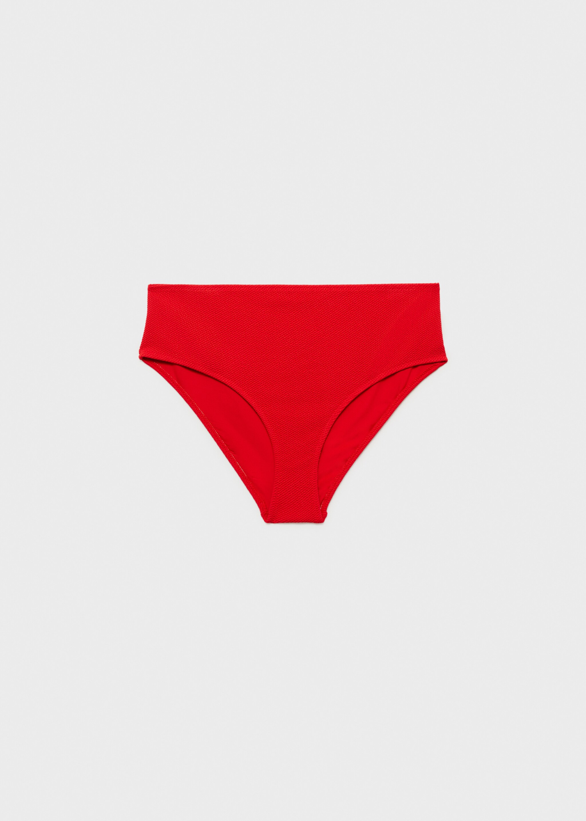 Ribbed high-waisted bikini bottom - Article without model, Red. Ref: 87095959-00.