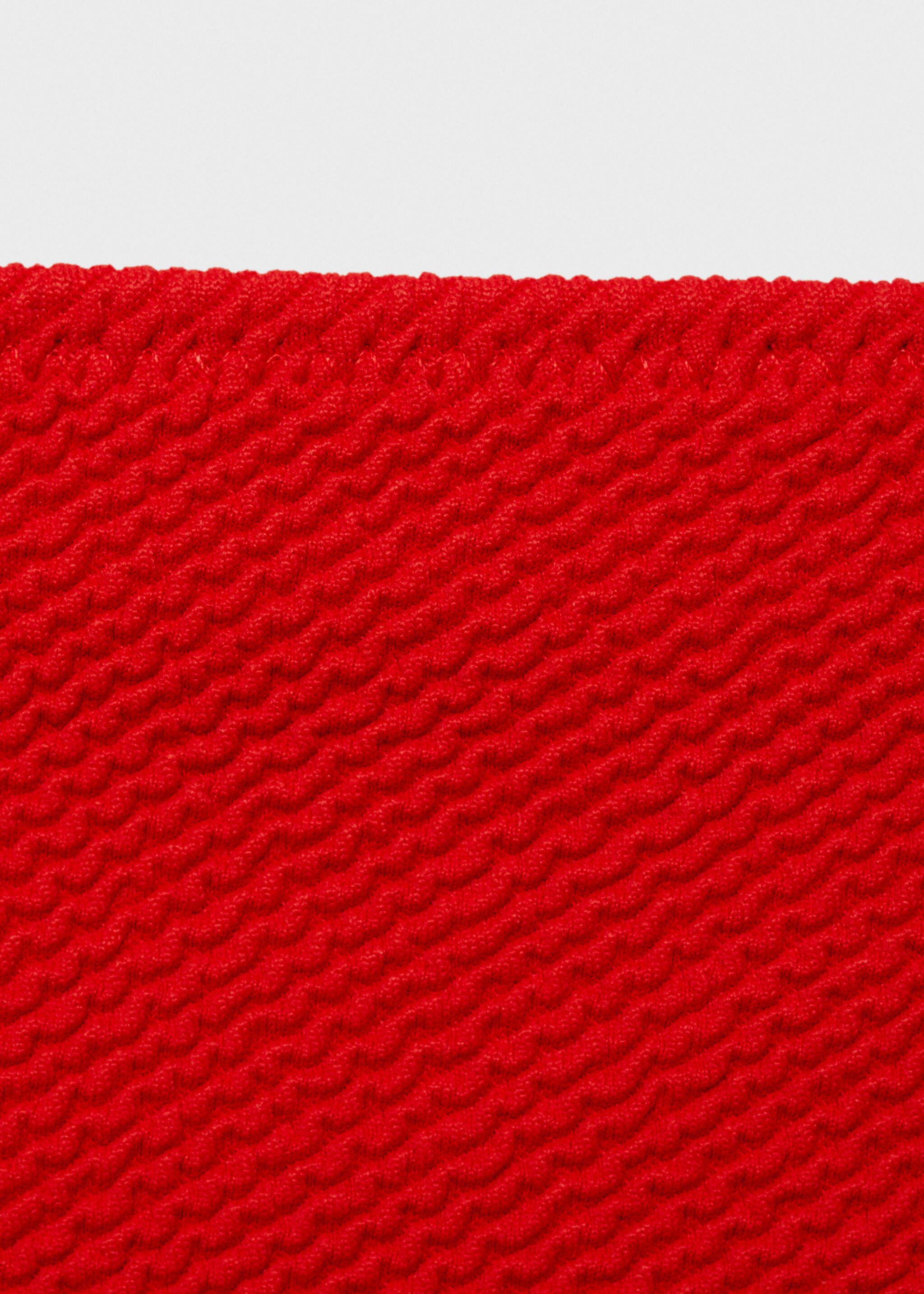 Ribbed high-waisted bikini bottom - Details of the article 8, Red. Ref: 87095959-00.