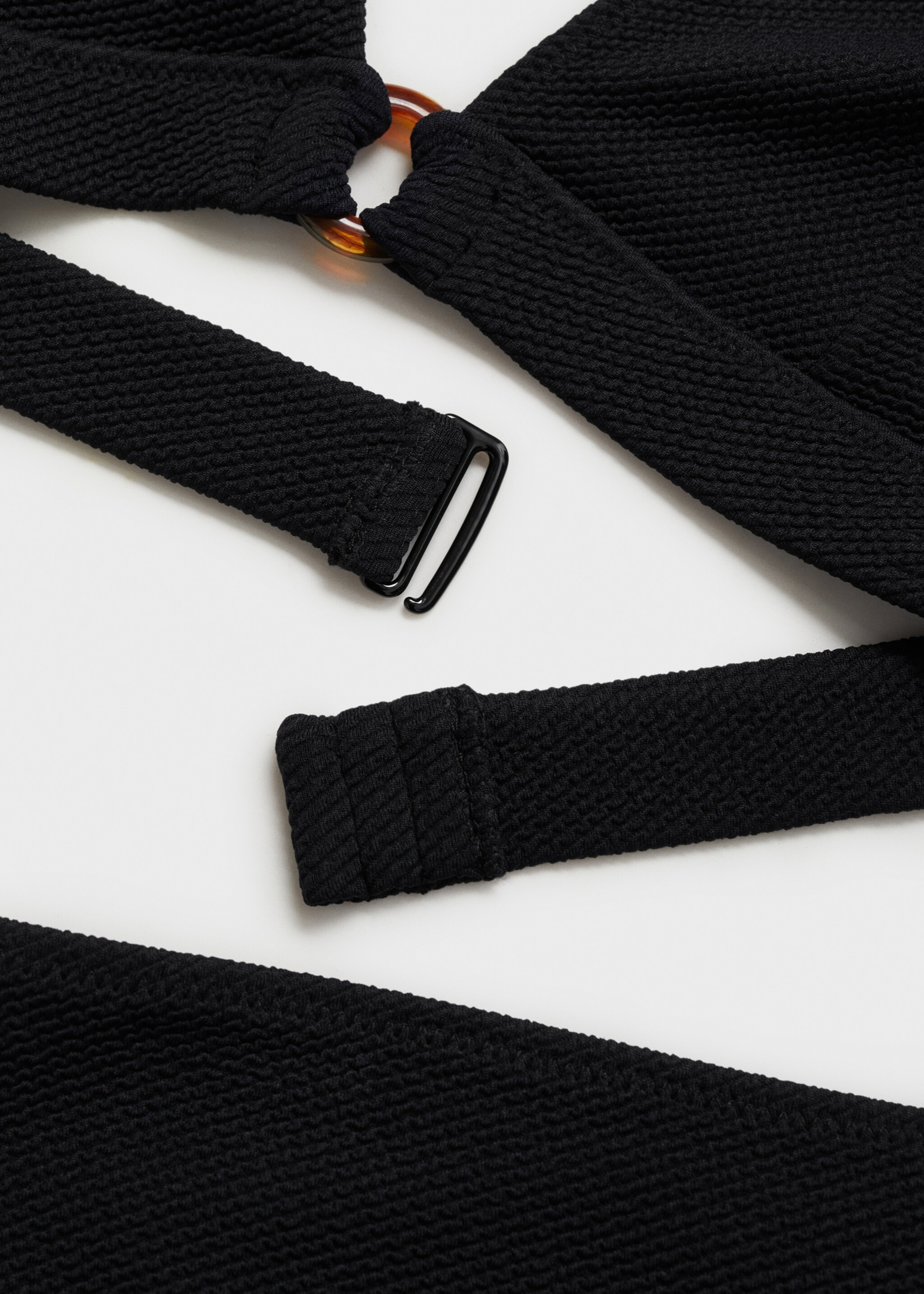 Ribbed high-waisted bikini bottom - Details of the article 0, Black. Ref: 87095959-00.