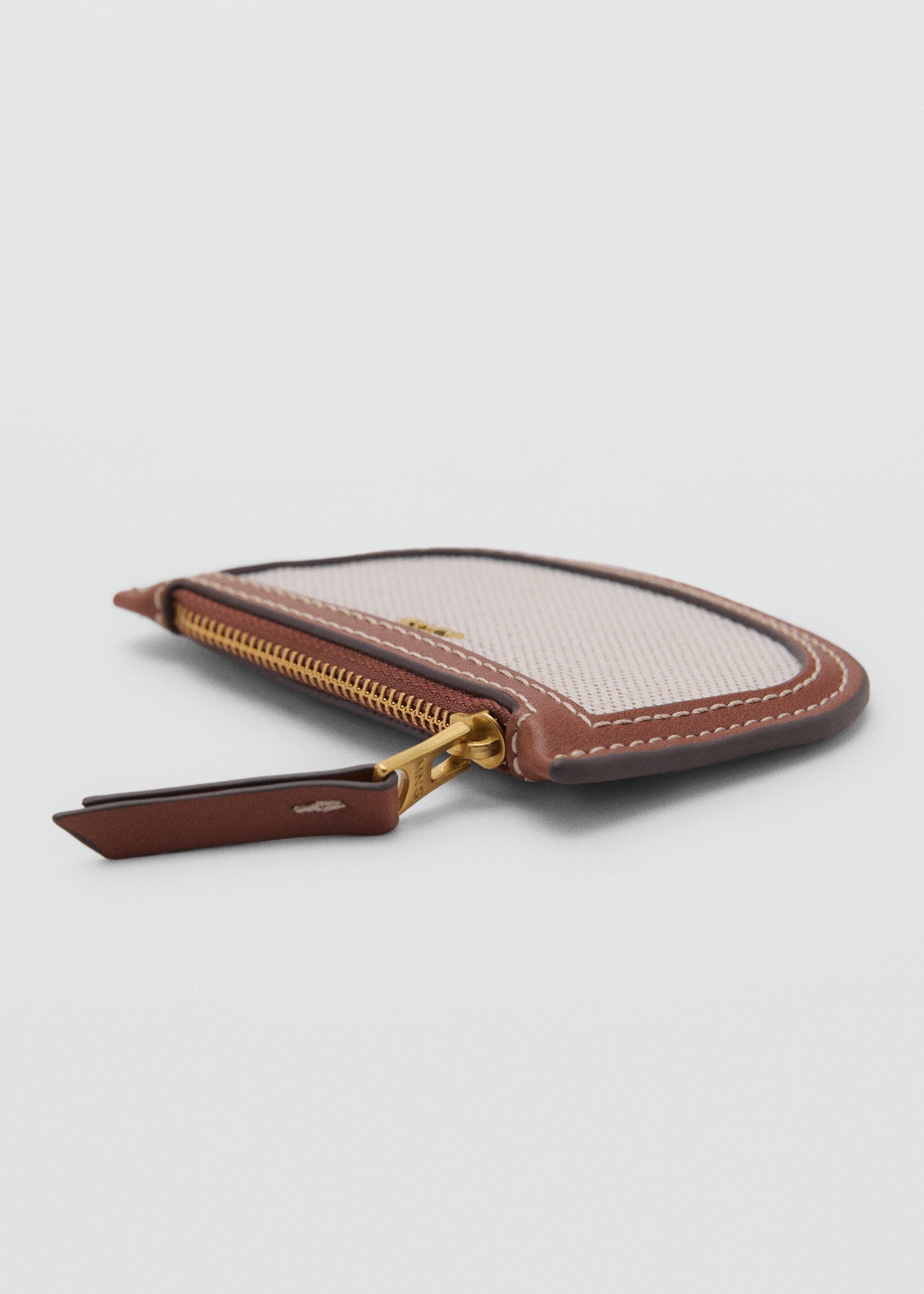 Mini oval canvas card holder - Medium plane, Leather. Ref: 87095976-00.