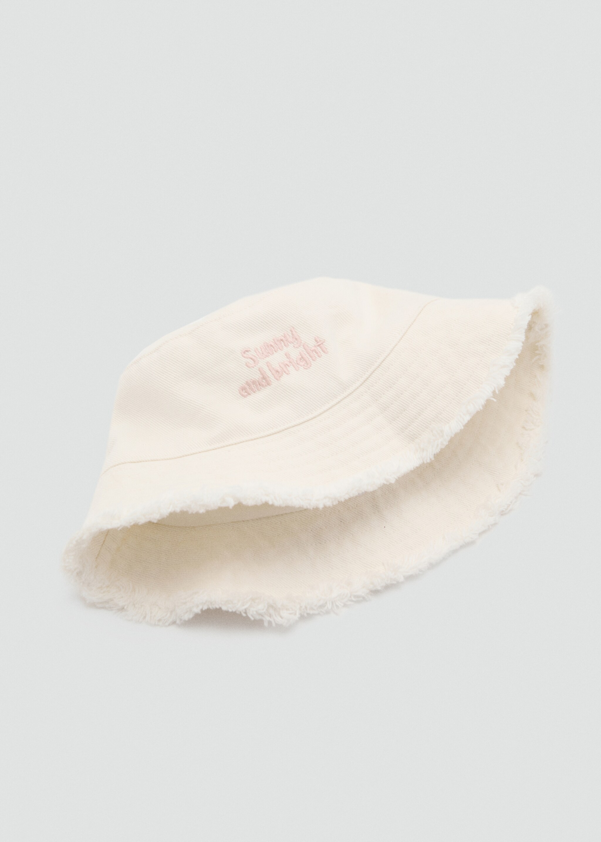 Bucket hat with embroidered message - Details of the article 1, Ecru. Ref: 87095978-00.