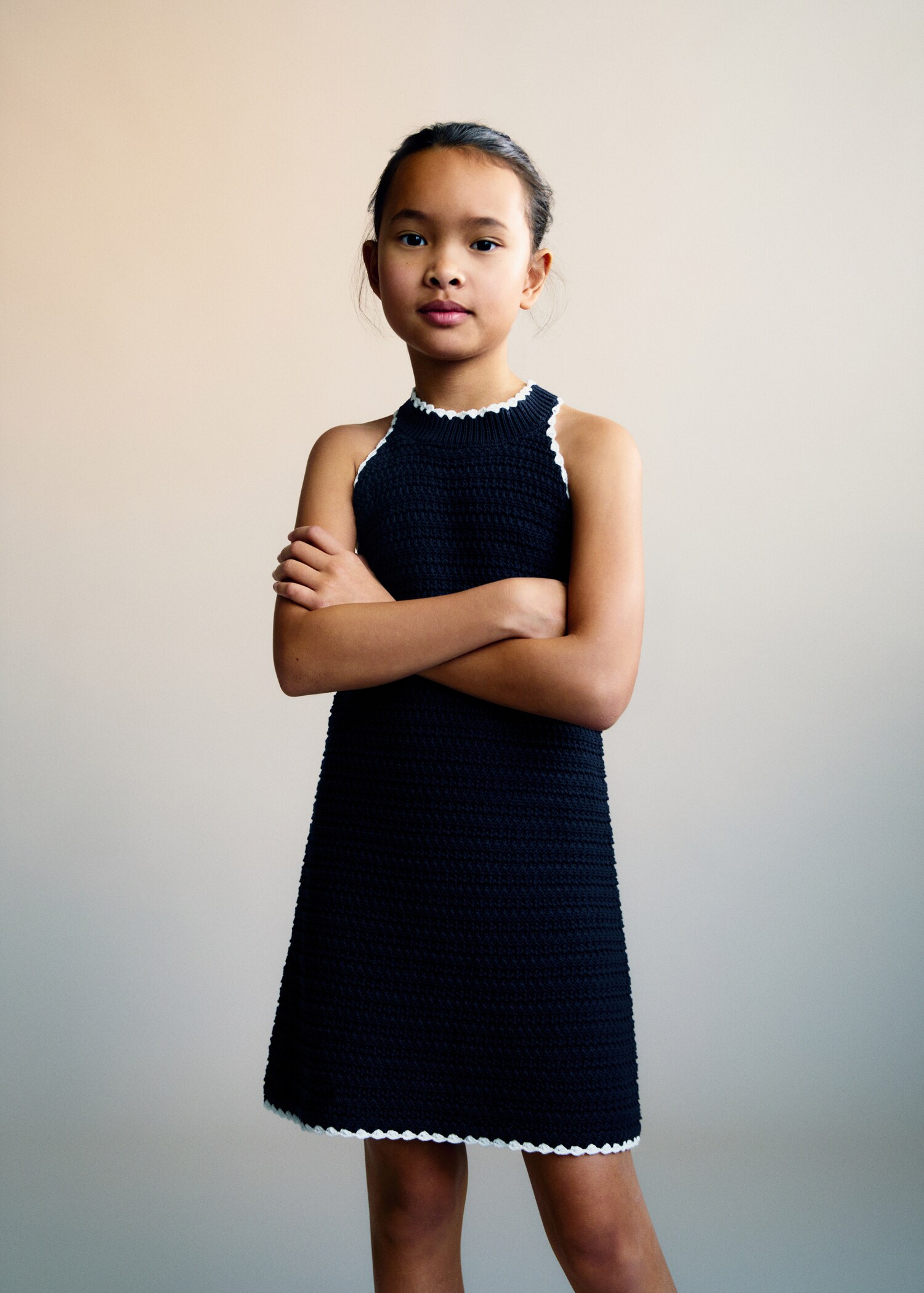 Contrast ribbed knit dress - Medium plane