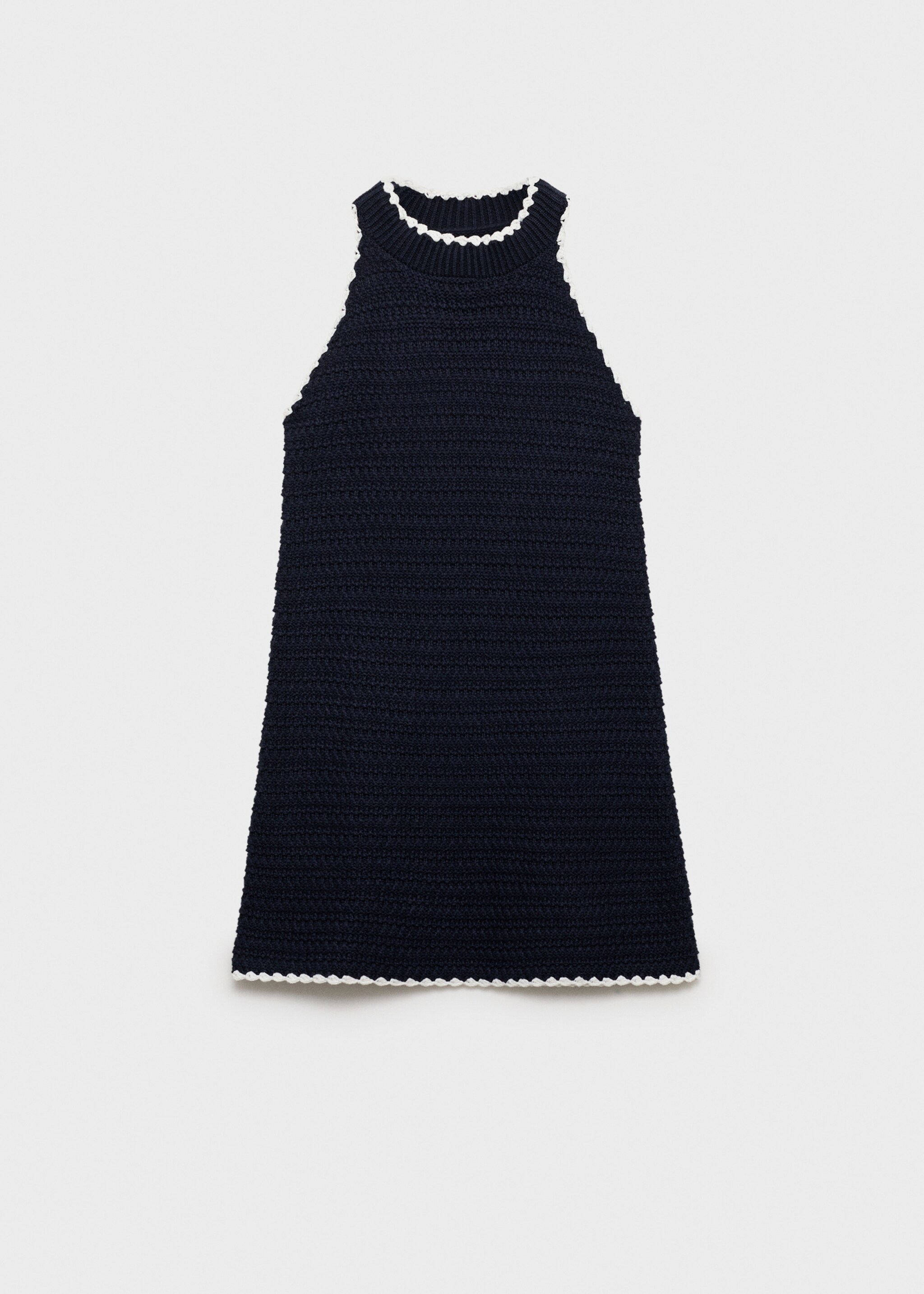 Contrast ribbed knit dress - Article without model, Dark Navy. Ref: 87095980-00.