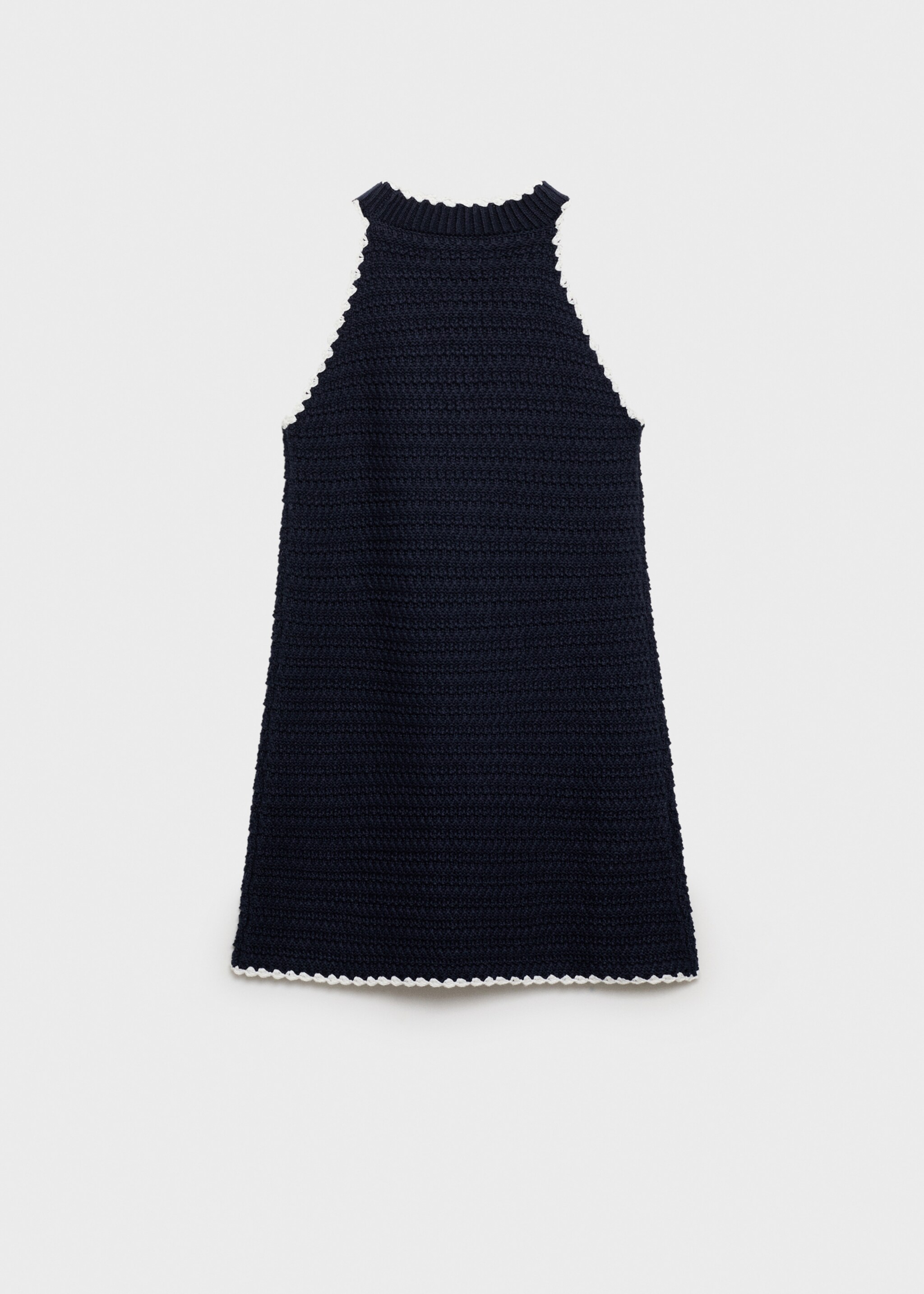 Contrast ribbed knit dress - Reverse of the article, Dark Navy. Ref: 87095980-00.