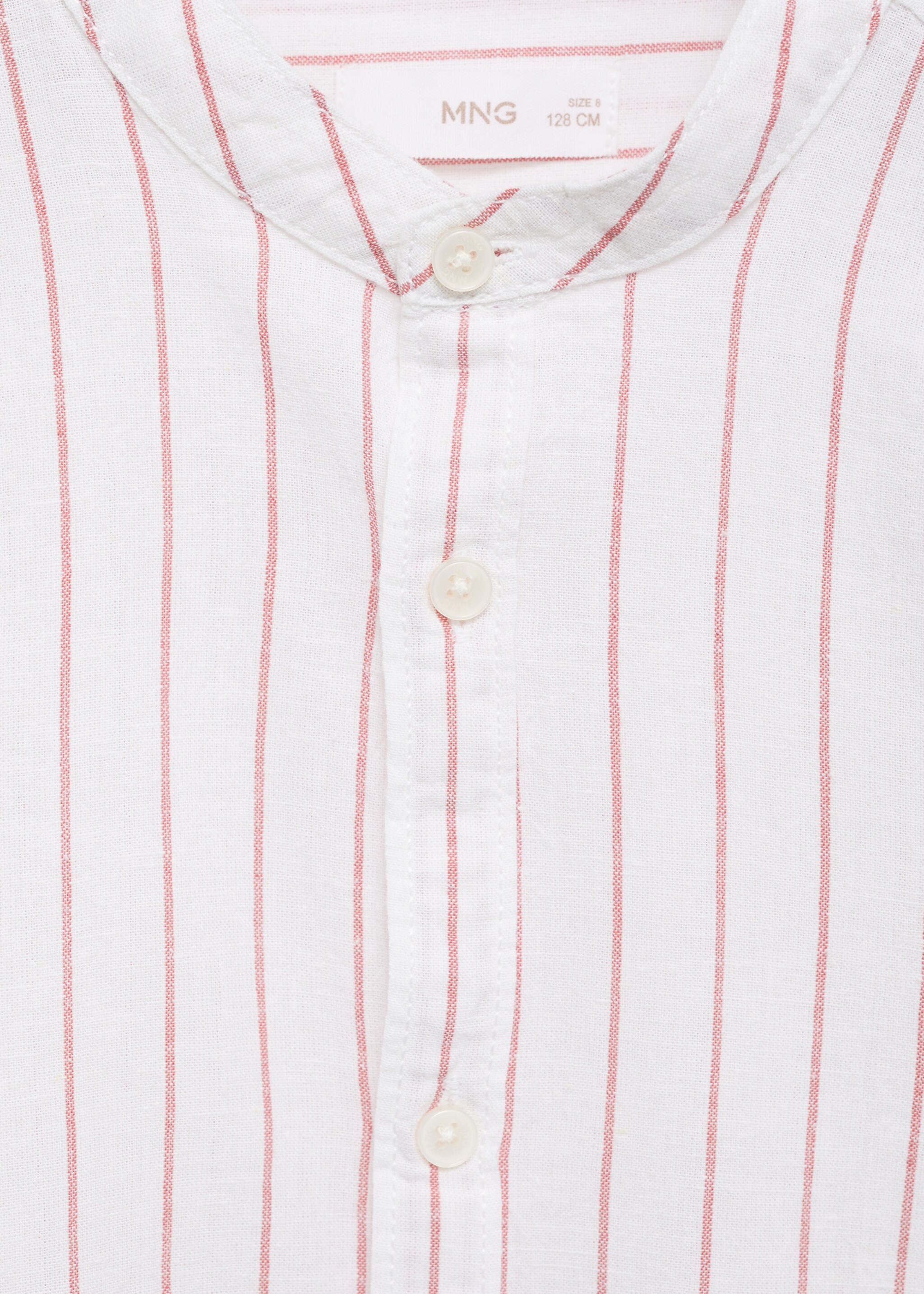 Streifenhemd mit Mao-Kragen - Detail des Artikels 8, Dunkelorange. Ref: 87095981-00.