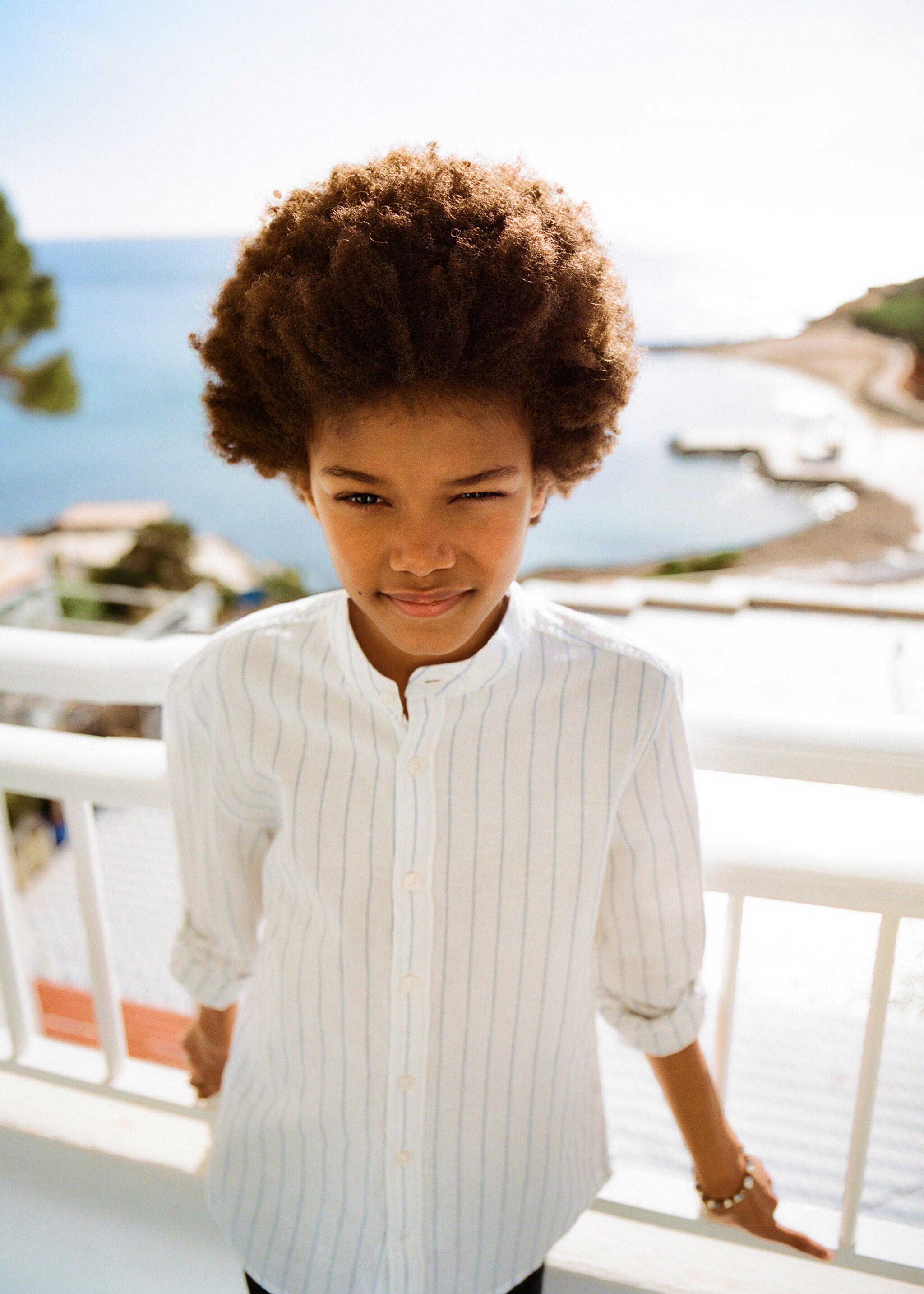 Camisa cuello mao rayas - Detalle del artículo 5, Azul. Ref: 87095981-00.