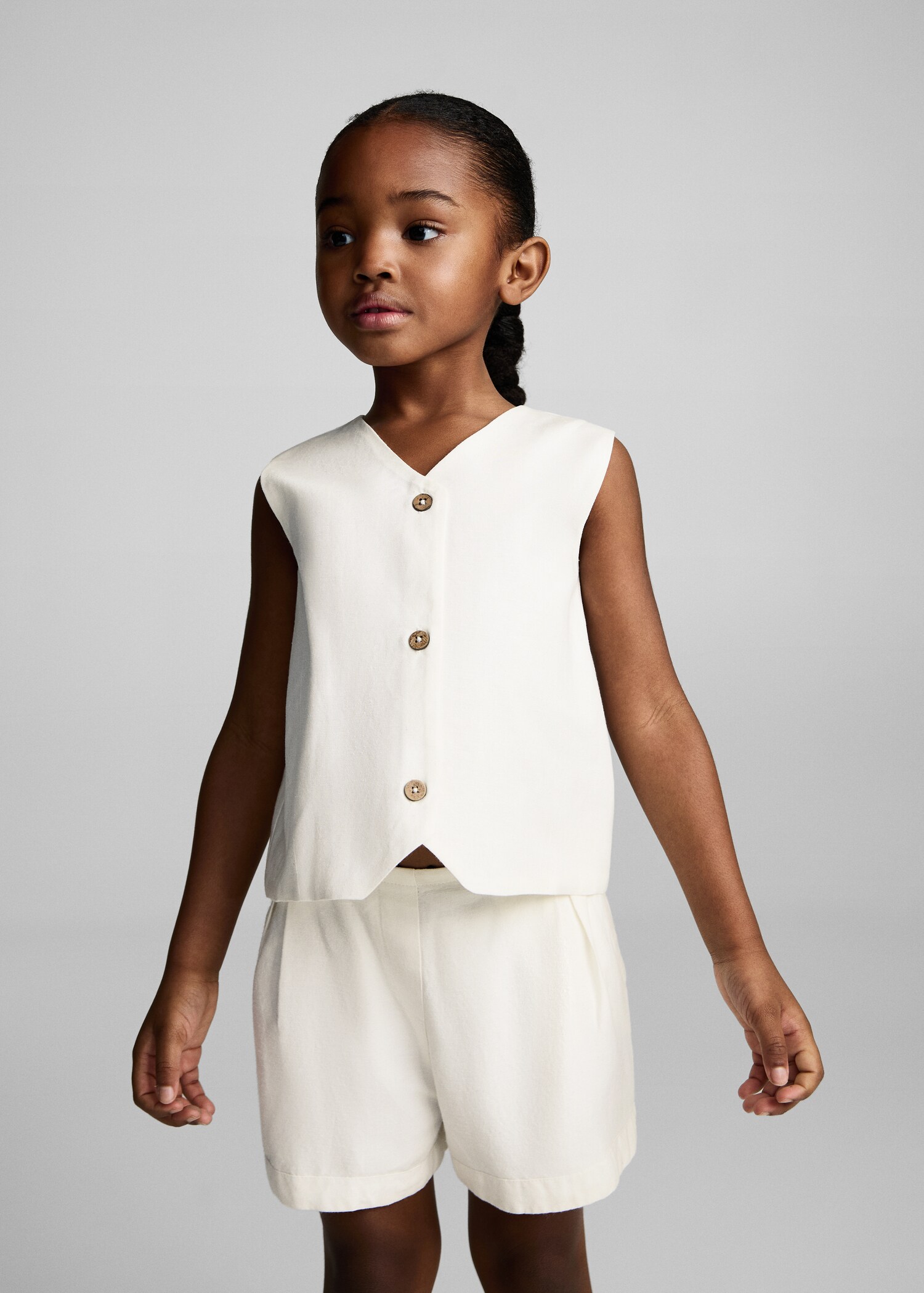 Linen waistcoat with buttons - Medium plane