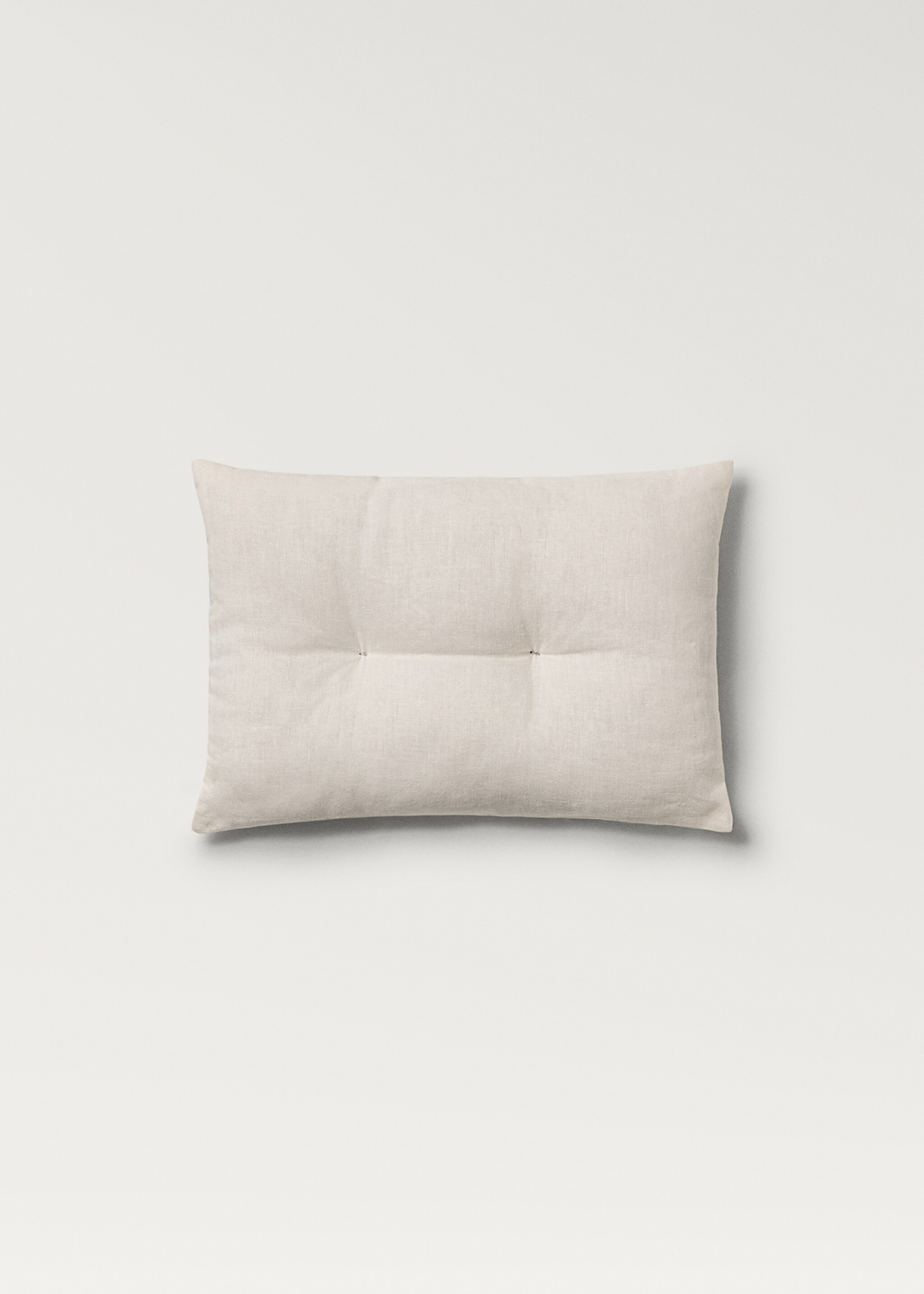 Linen cotton children’s cushion with stitching detail 30x20 cm - Details of the article 1, Off White. Ref: 87095985-00.