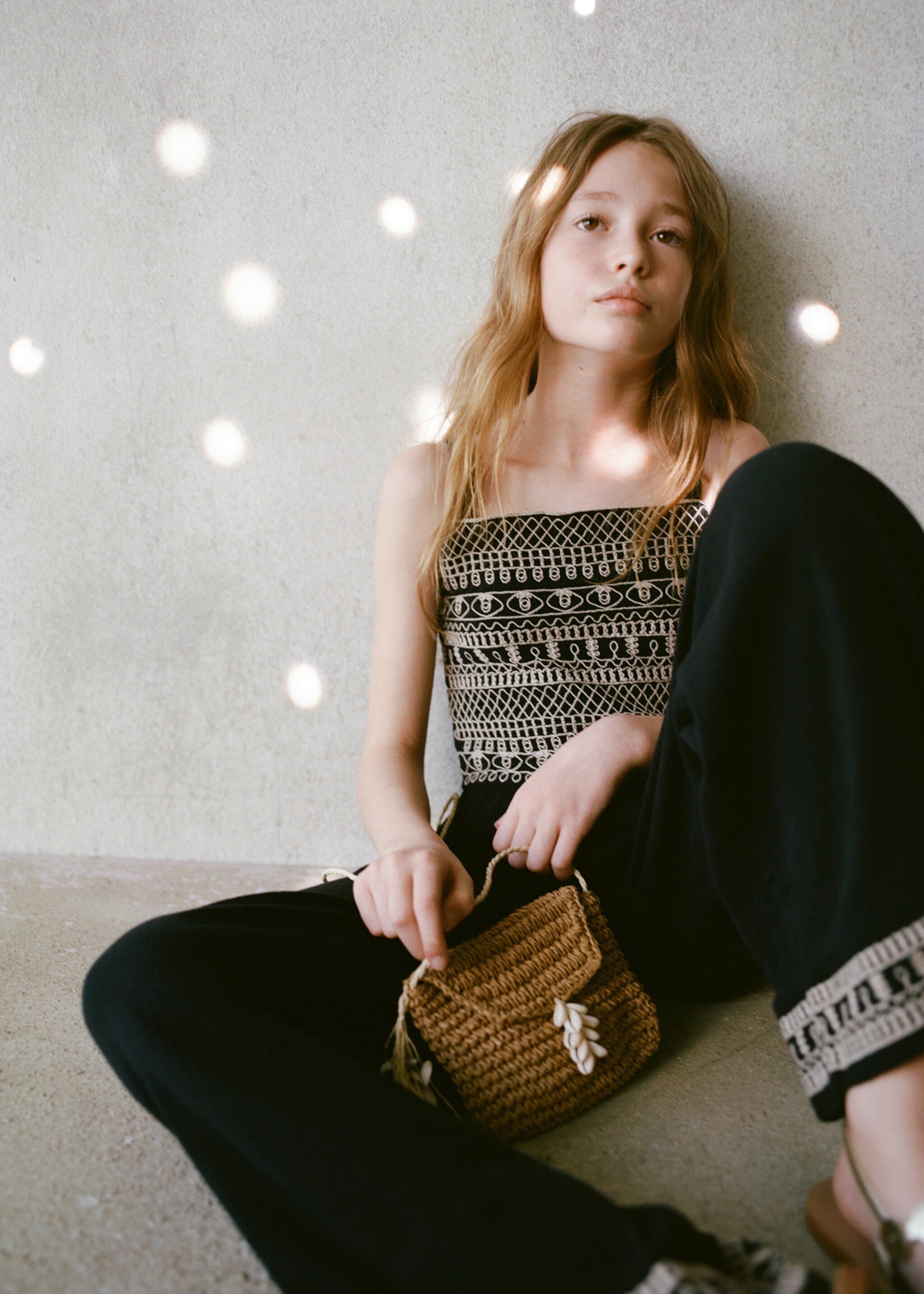 Mini straw bag - Details of the article 9, Medium Brown. Ref: 87096341-00.