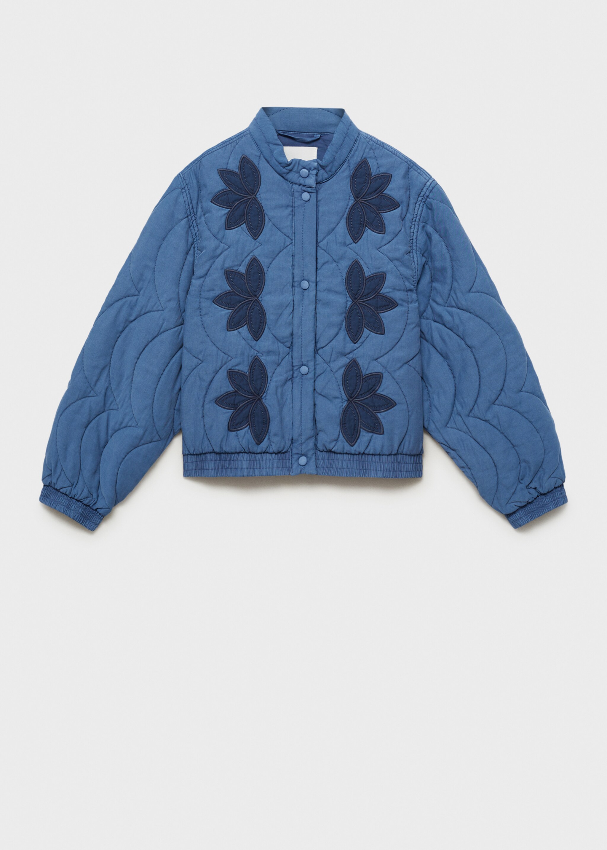 Floral-embroidered padded jacket - Article without model, Blue. Ref: 87096342-00.
