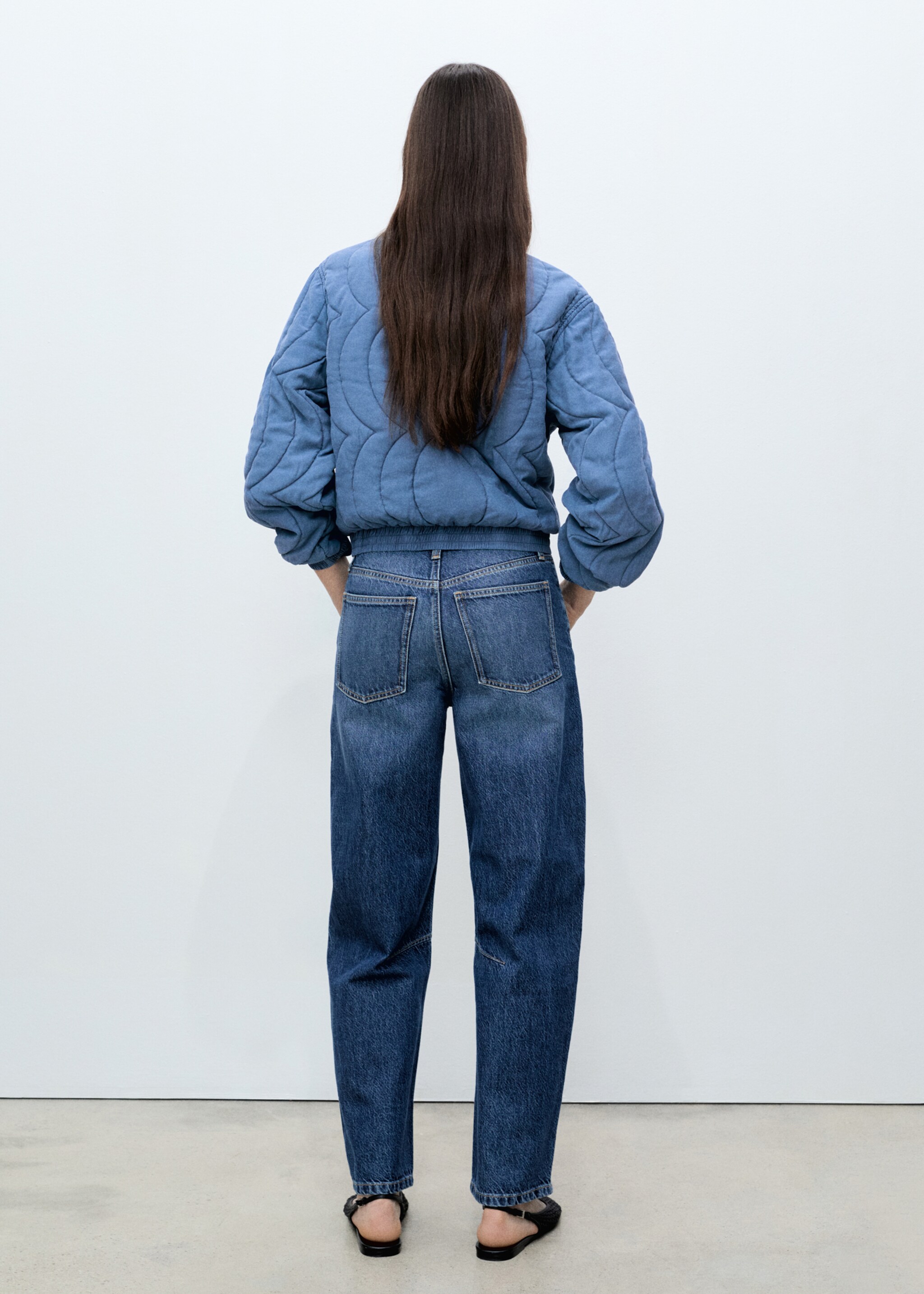 Floral-embroidered padded jacket - Reverse of the article, Blue. Ref: 87096342-00.