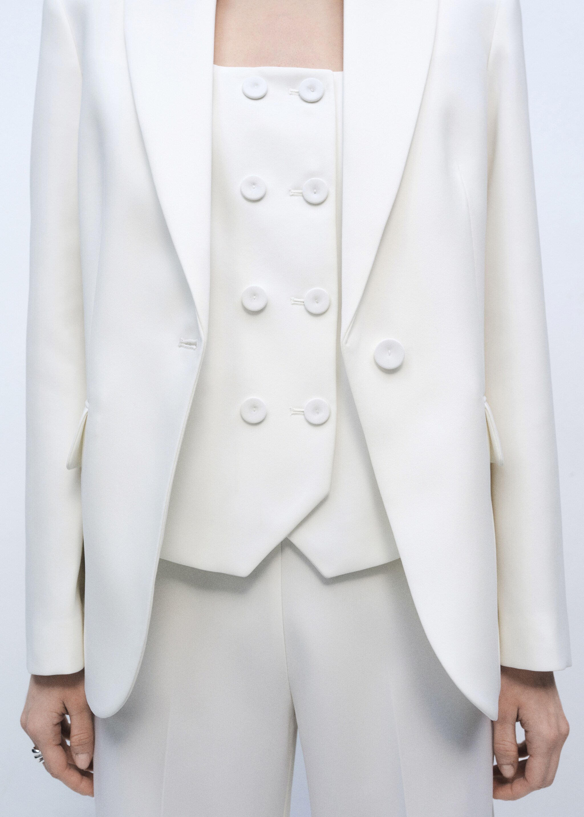 Double-breasted suit waistcoat - Details of the article 6, Off White. Ref: 87096353-00.