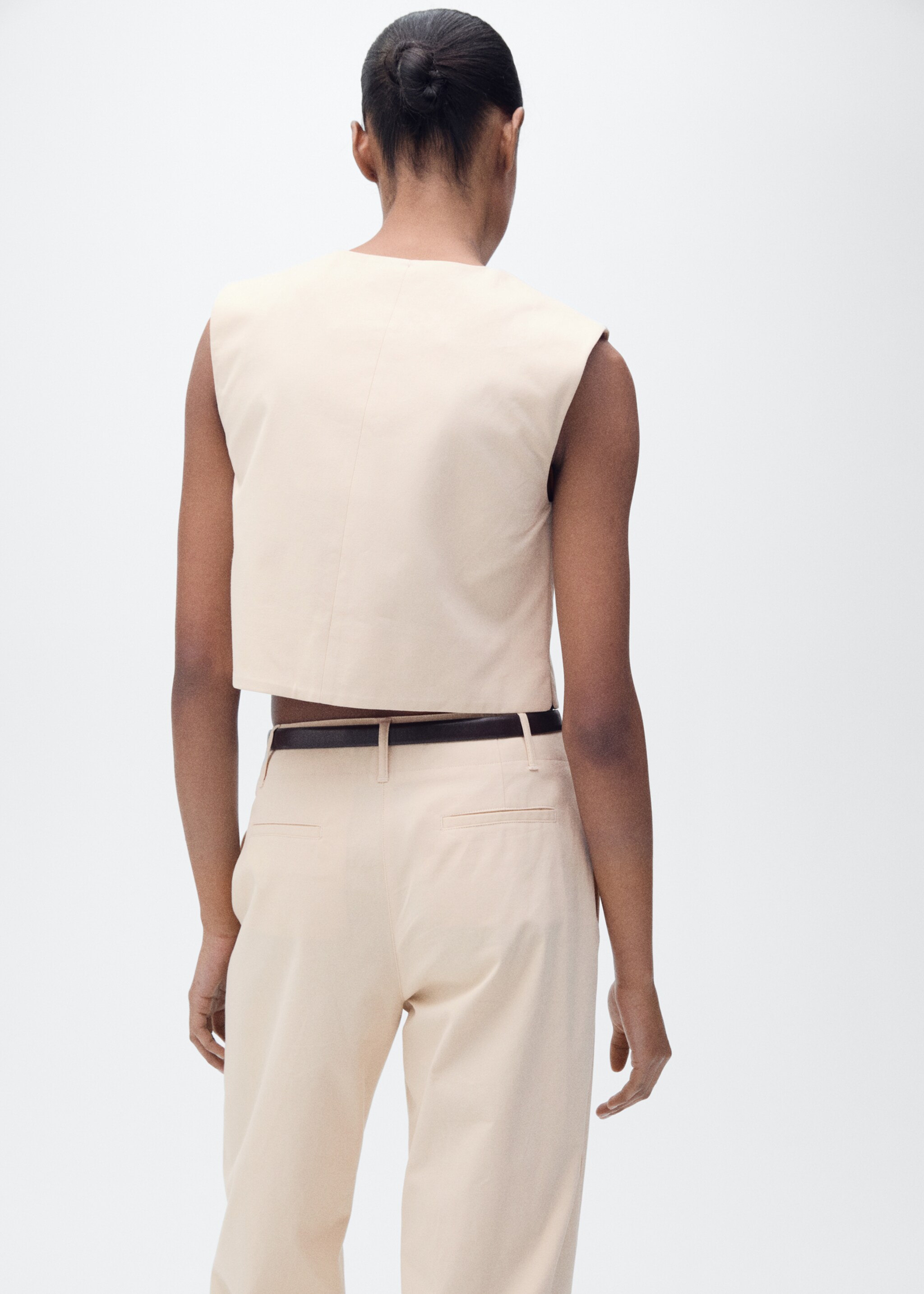 Top crop coton boutons - Verso de l’article, Écru. Ref: 87096359-00.