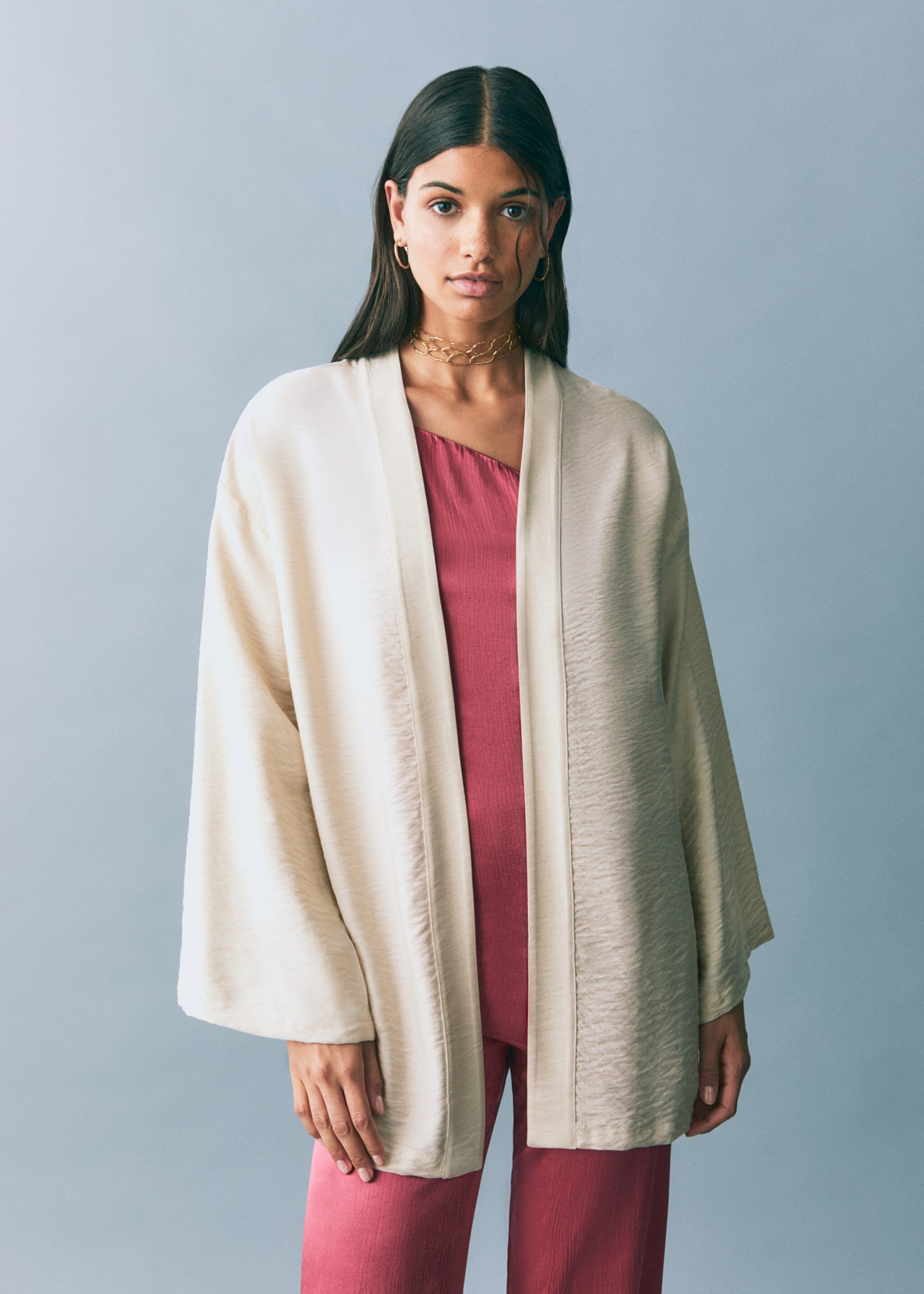 Kimono style jacket - Medium plane, Light/Pastel Grey. Ref: 87096361-00.