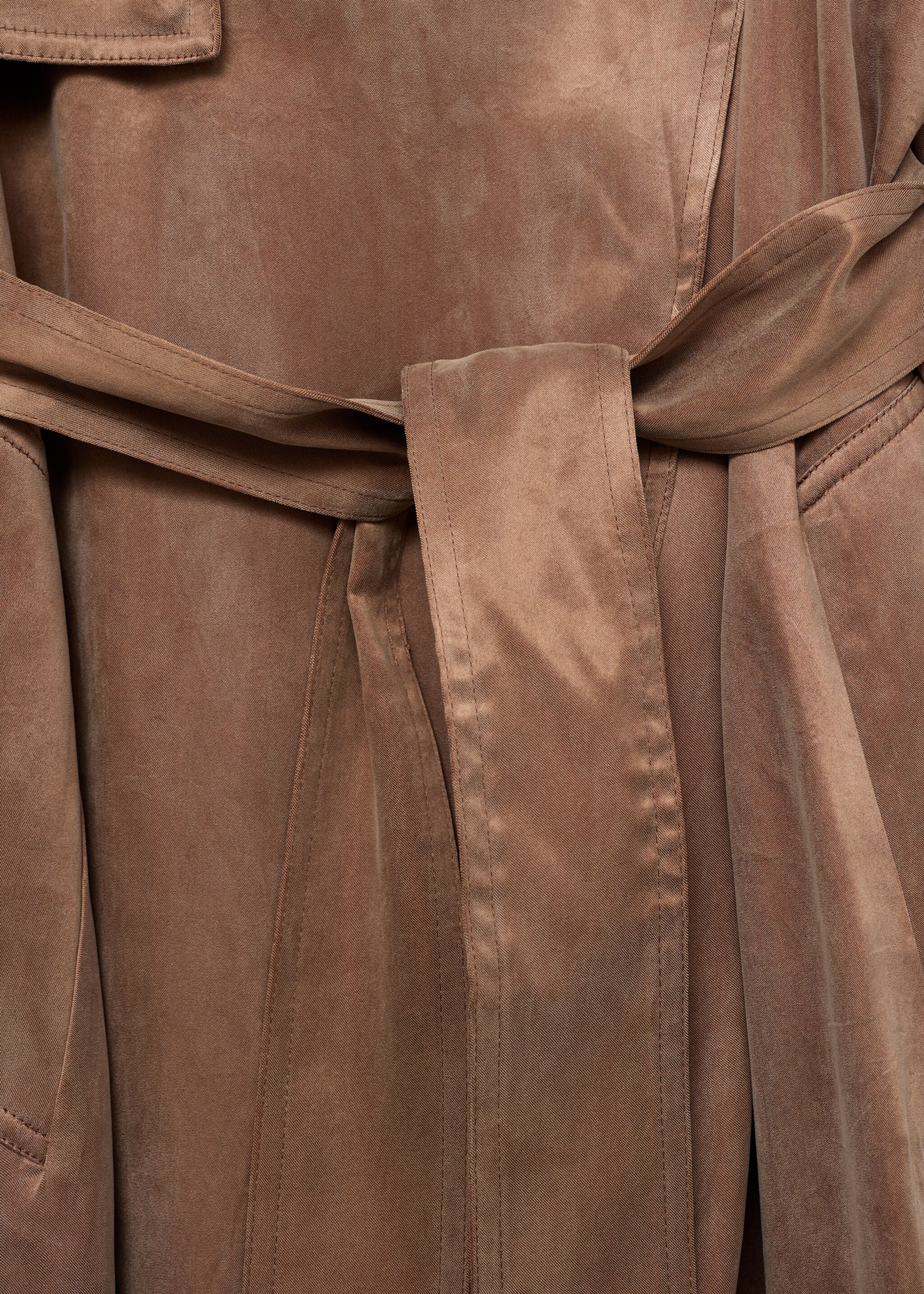 Trenchcoat aus Lyocell mit Gürtel - Detail des Artikels 0, Kupfer. Ref: 87096363-00.