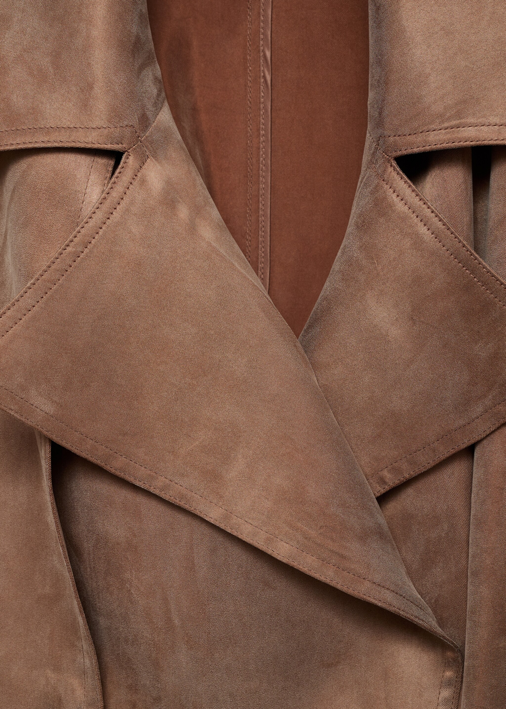 Trenchcoat aus Lyocell mit Gürtel - Detail des Artikels 8, Kupfer. Ref: 87096363-00.