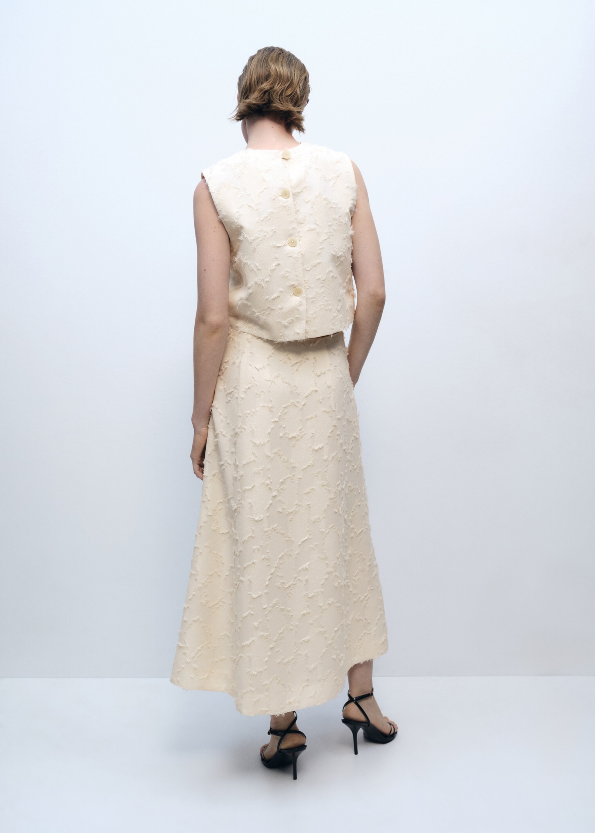 Falda evasé textura - Reverso del artículo, Blanco roto. Ref: 87096367-00.