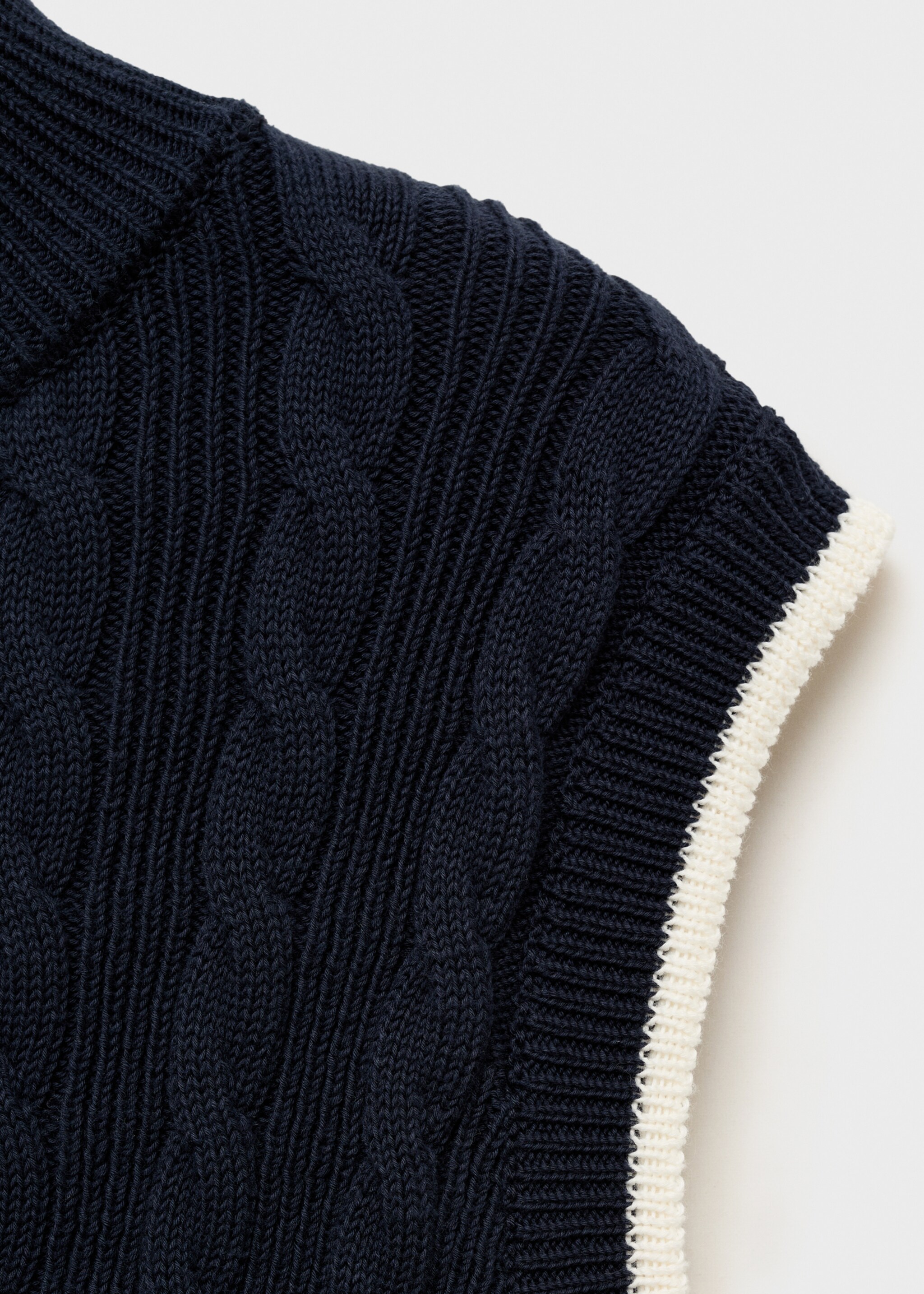 Braided waistcoat with embroidered message - Details of the article 0, Navy. Ref: 87096370-00.