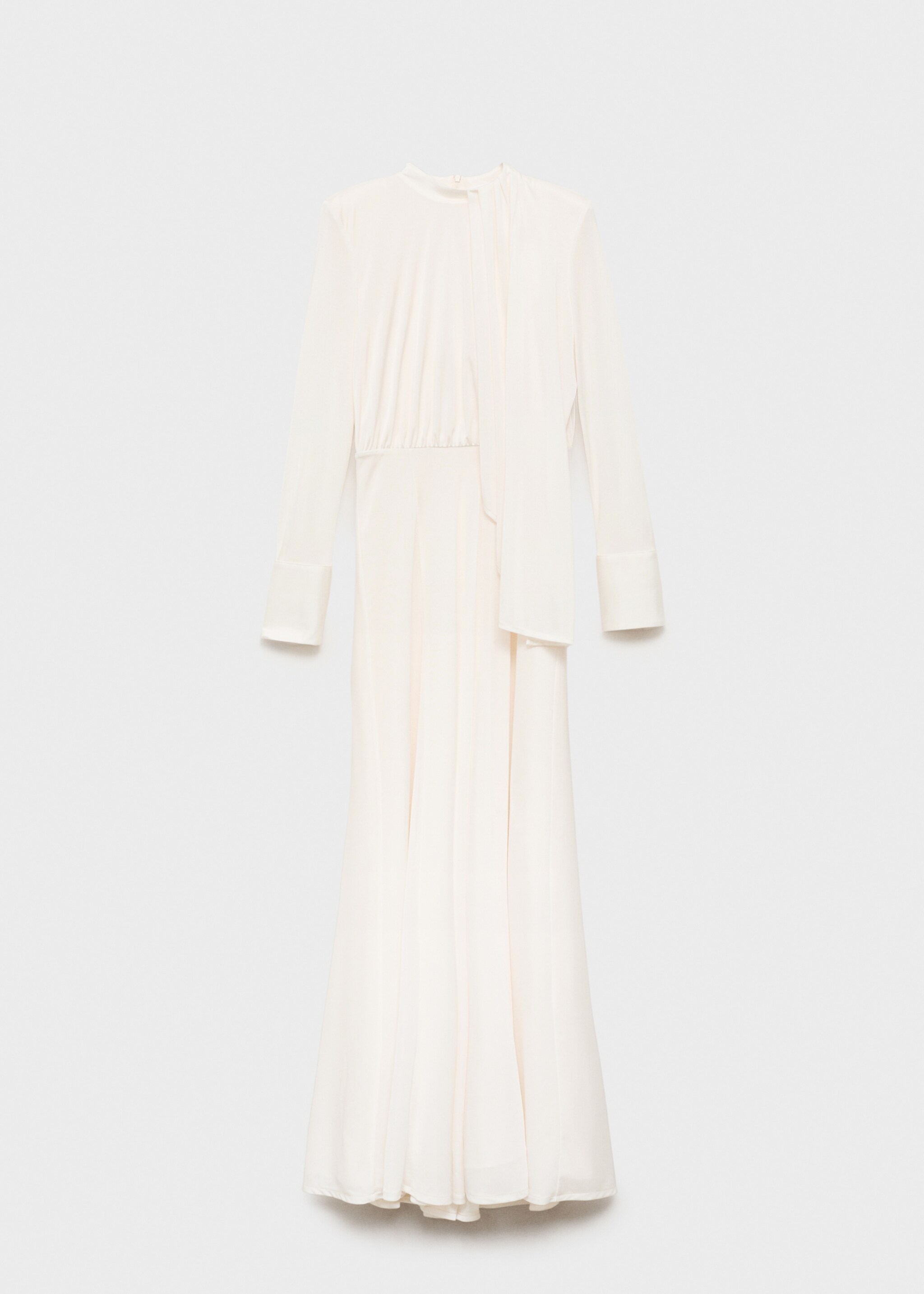 Satin ruffle-neck dress - Article without model, Ecru. Ref: 87096371-00.