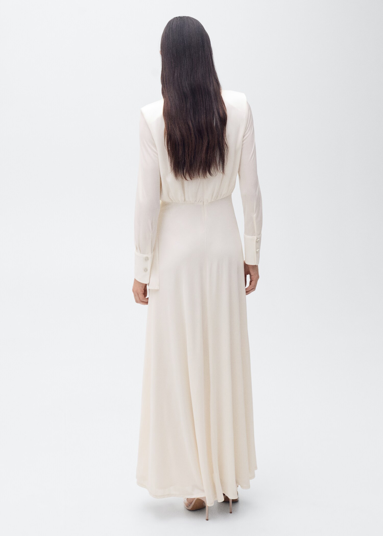 Satin ruffle-neck dress - Reverse of the article