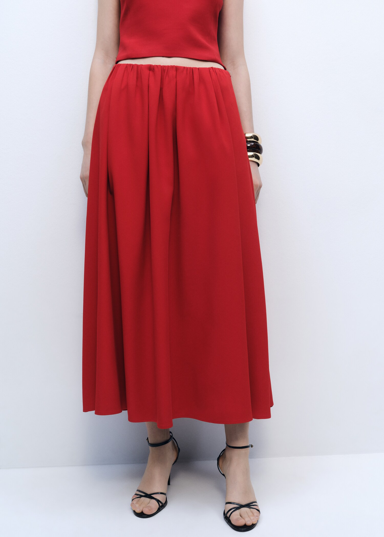 Long skirt with gathered waist - Medium plane