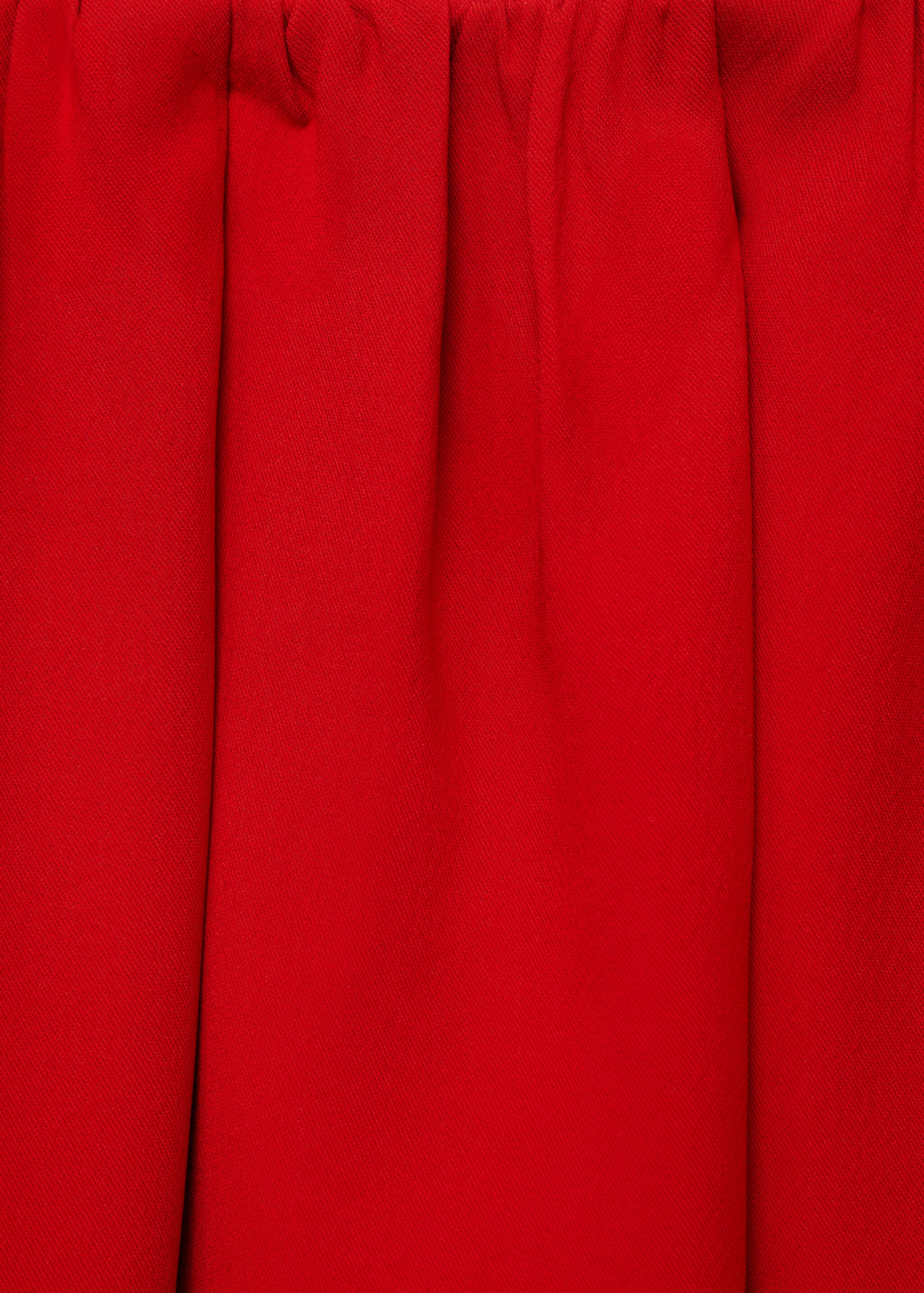 Long skirt with gathered waist - Details of the article 8, Red. Ref: 87096372-00.