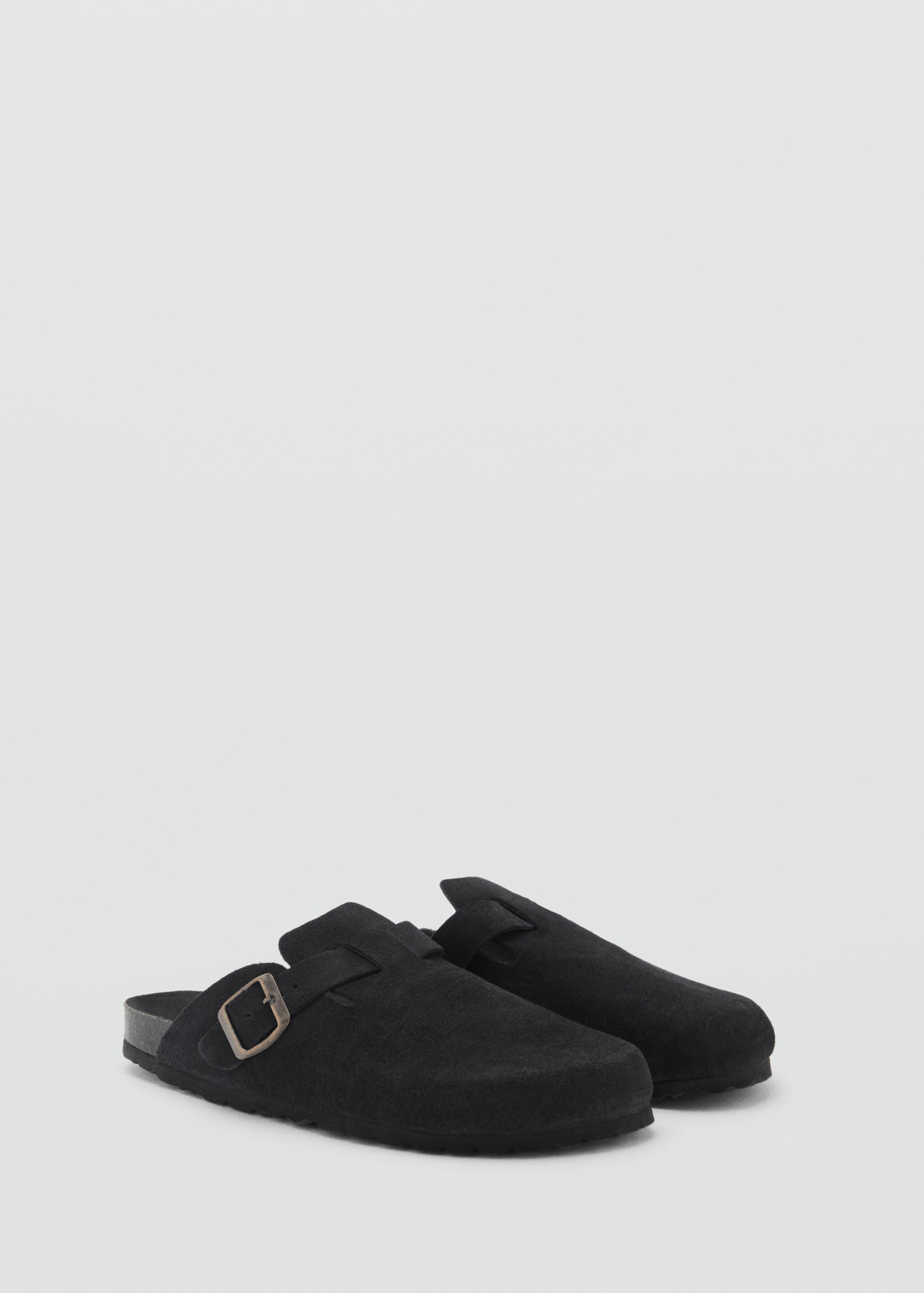 Suede leather clogs - Medium plane, Black. Ref: 87096374-00.