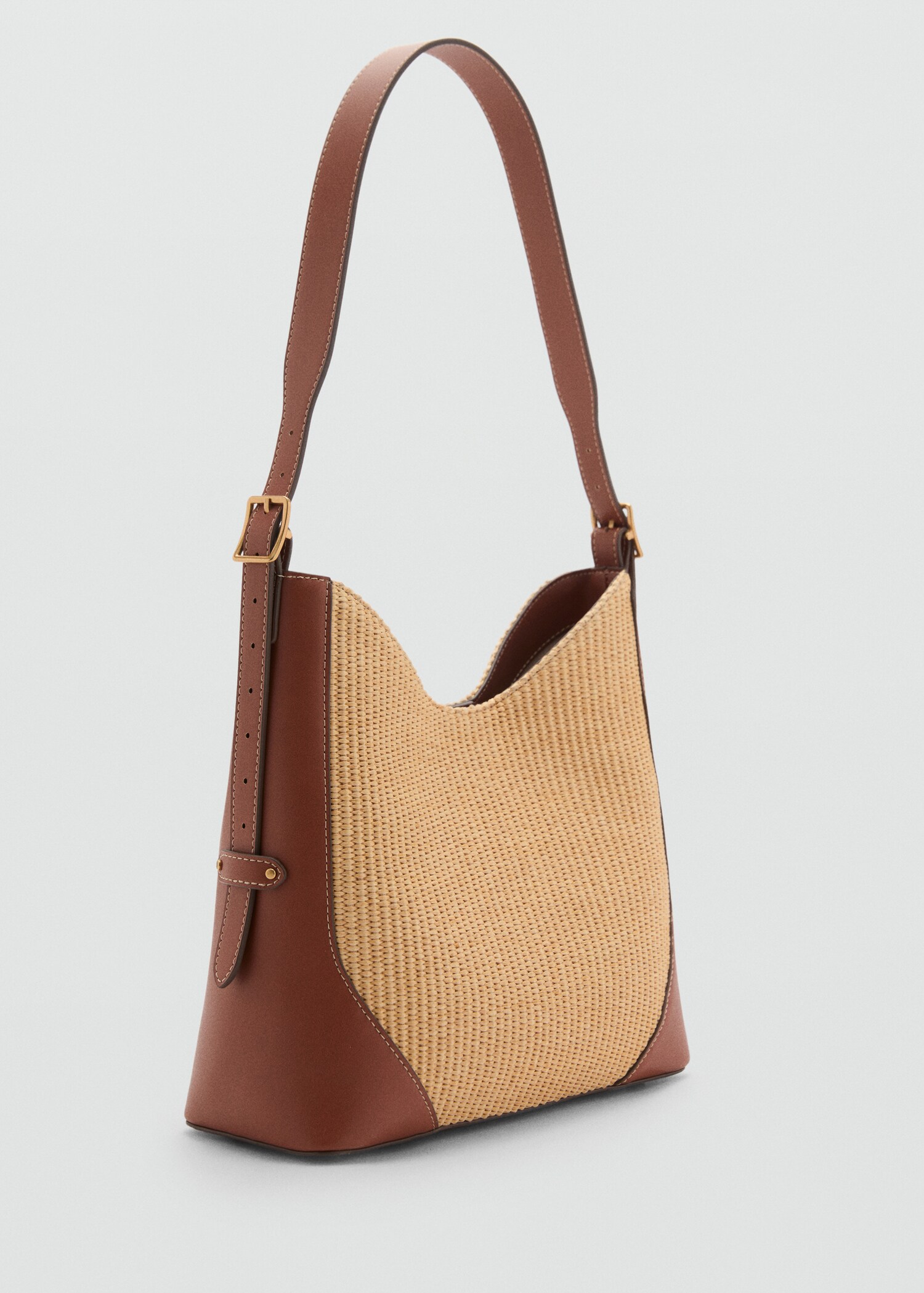 Raffia-effect shoulder bag - Medium plane