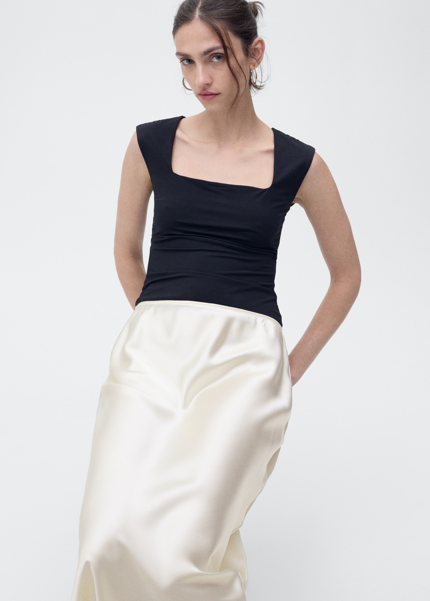 Midi satin skirt - Details of the article 2