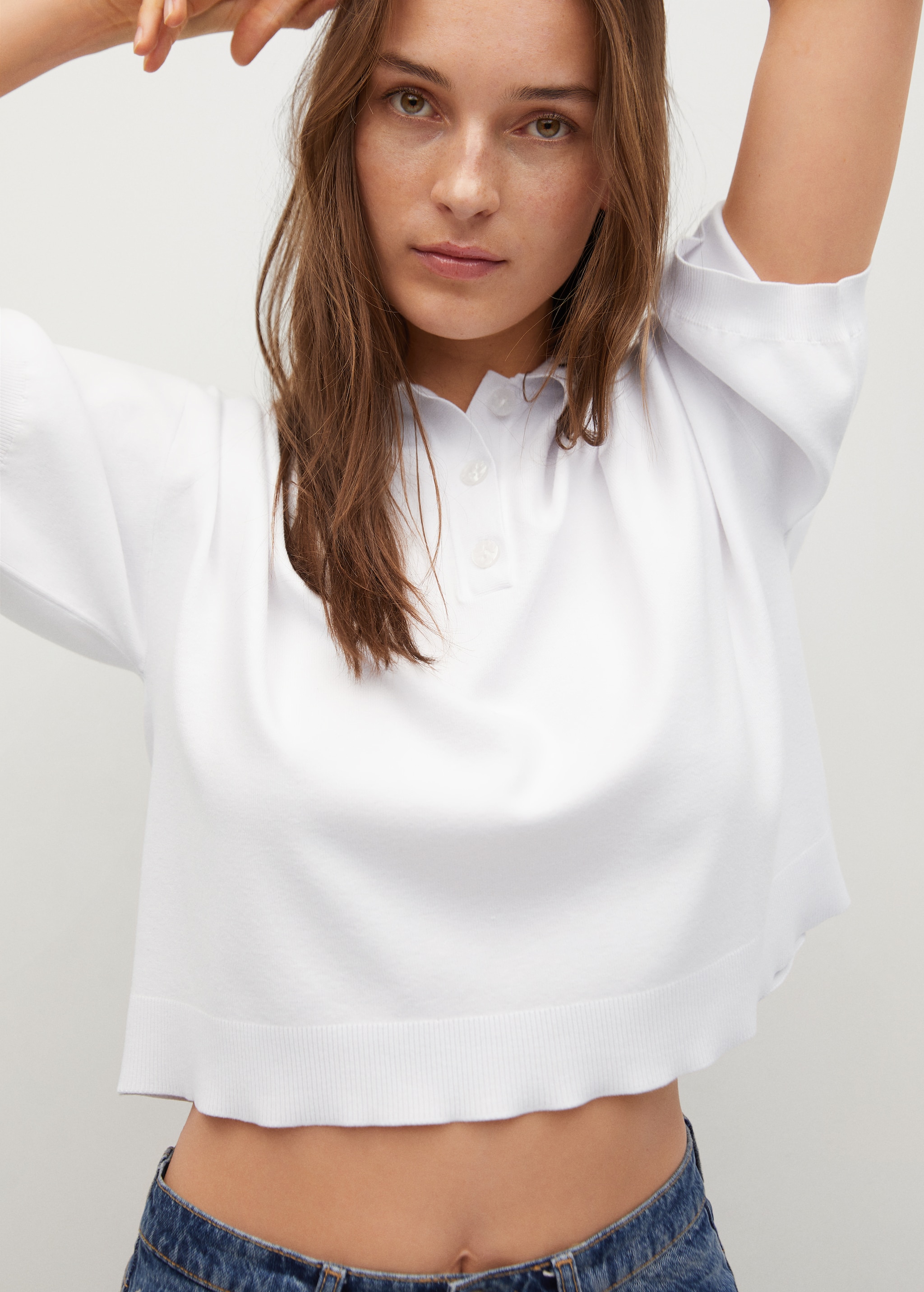 Crop oversized polo shirt - Details of the article 1