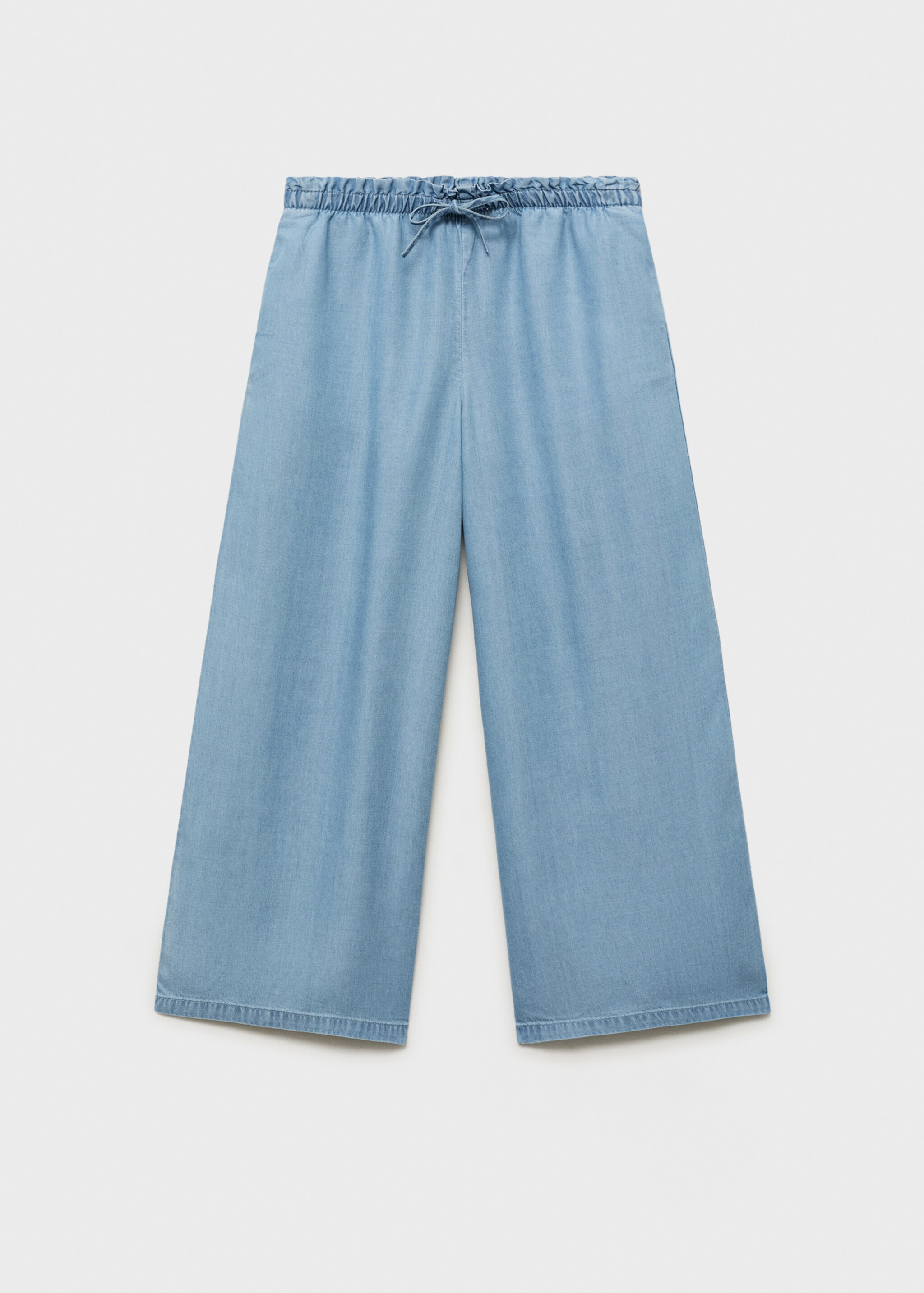 Gerade, fließende Hose mit Schleife - Artikel ohne Model, Mittelblau. Ref: 87097163-00.