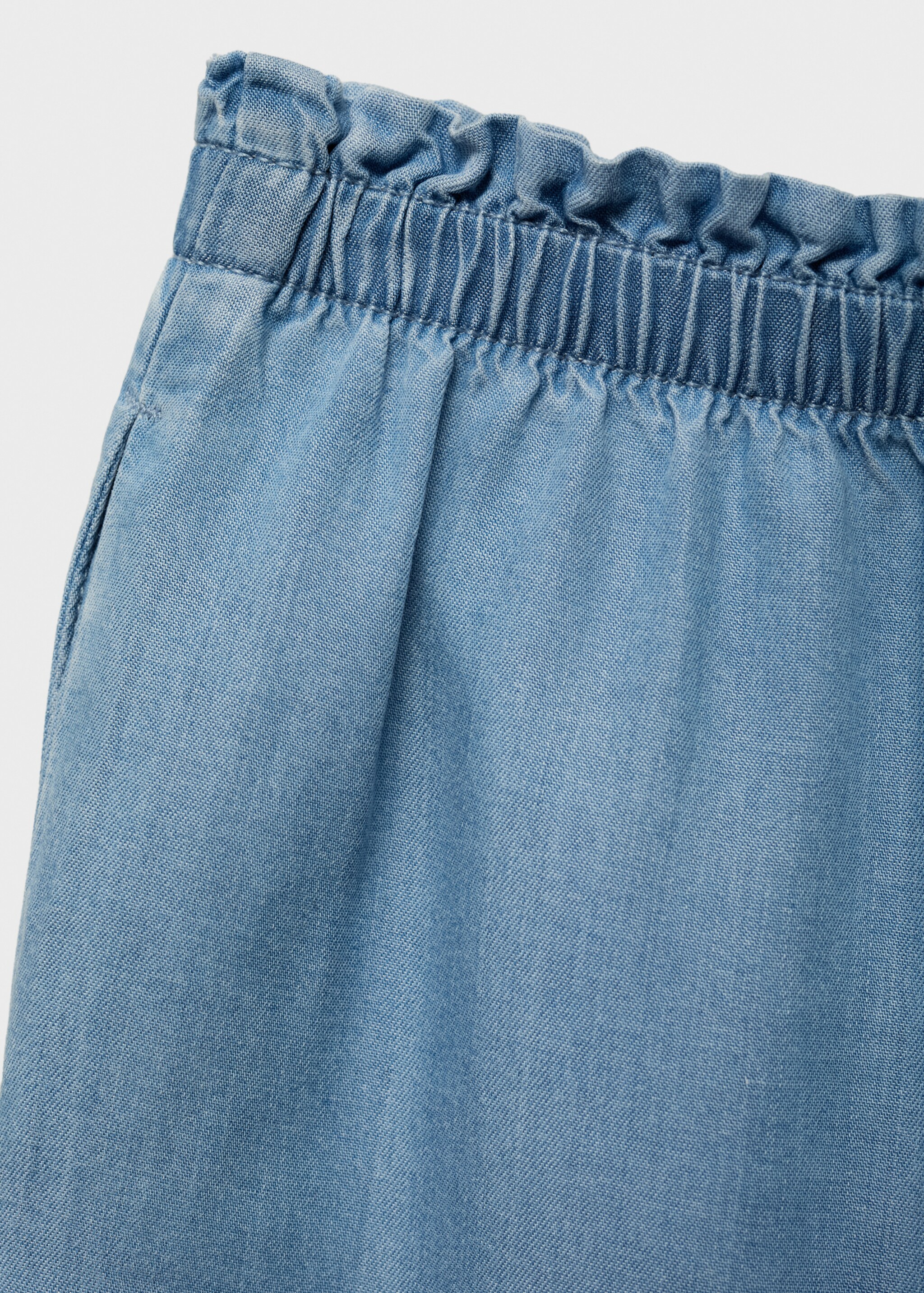 Gerade, fließende Hose mit Schleife - Detail des Artikels 0, Mittelblau. Ref: 87097163-00.