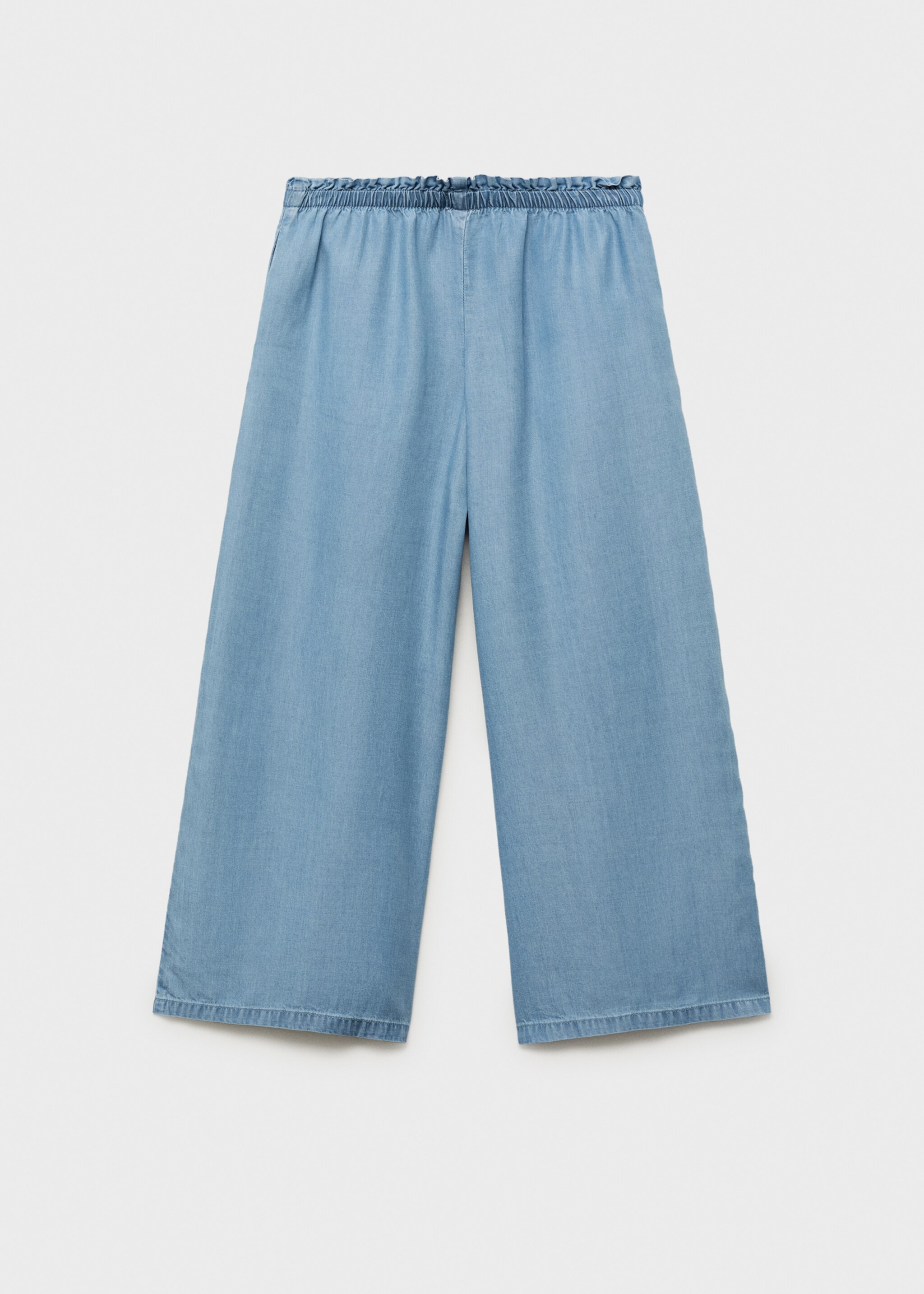 Gerade, fließende Hose mit Schleife - Rückseite des Artikels, Mittelblau. Ref: 87097163-00.