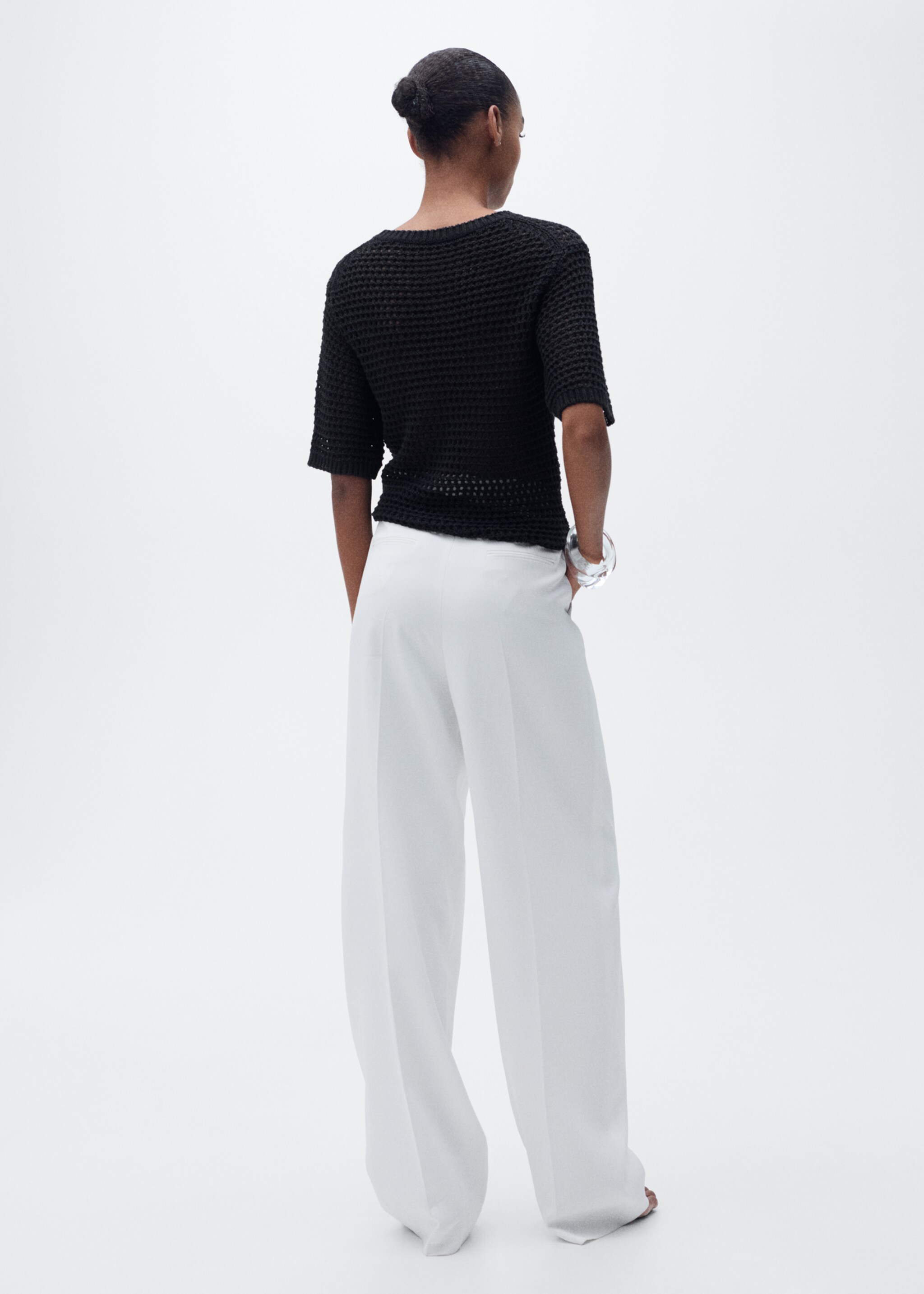 Jersei ganxet màniga curta - Revers de l'article, Negre. Ref: 87097171-00.