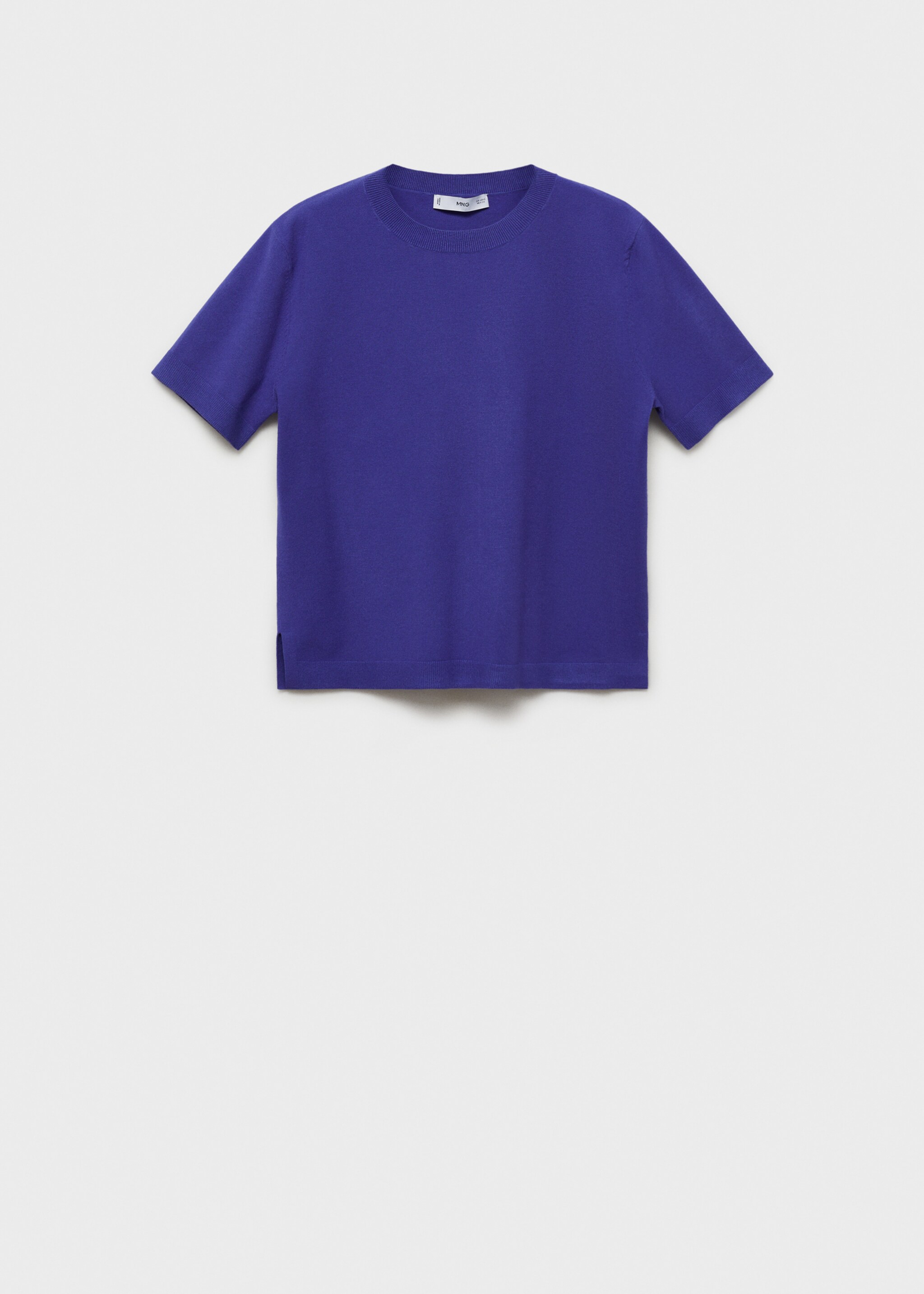 Short-sleeved fine-knit sweater - Article without model, Blue. Ref: 87097181-00.