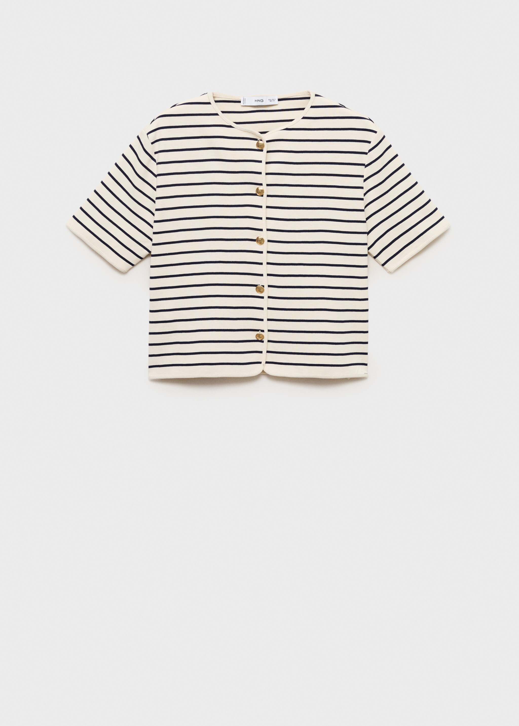 Gestreifter Kurzarm-Cardigan - Artikel ohne Model, Dunkles Marineblau. Ref: 87097182-00.