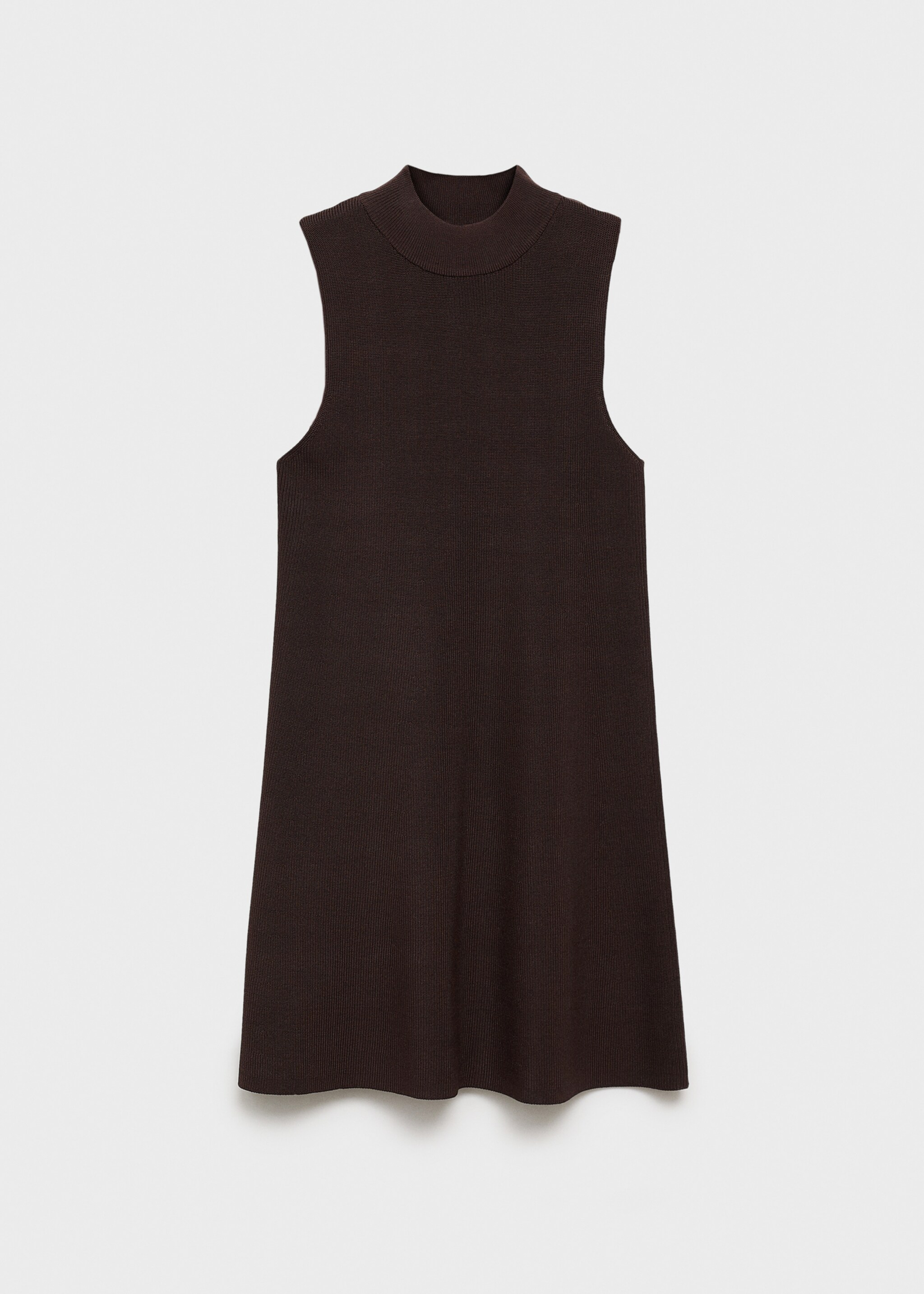 Perkins-neck knitted dress - Article without model, Chocolate. Ref: 87097184-00.