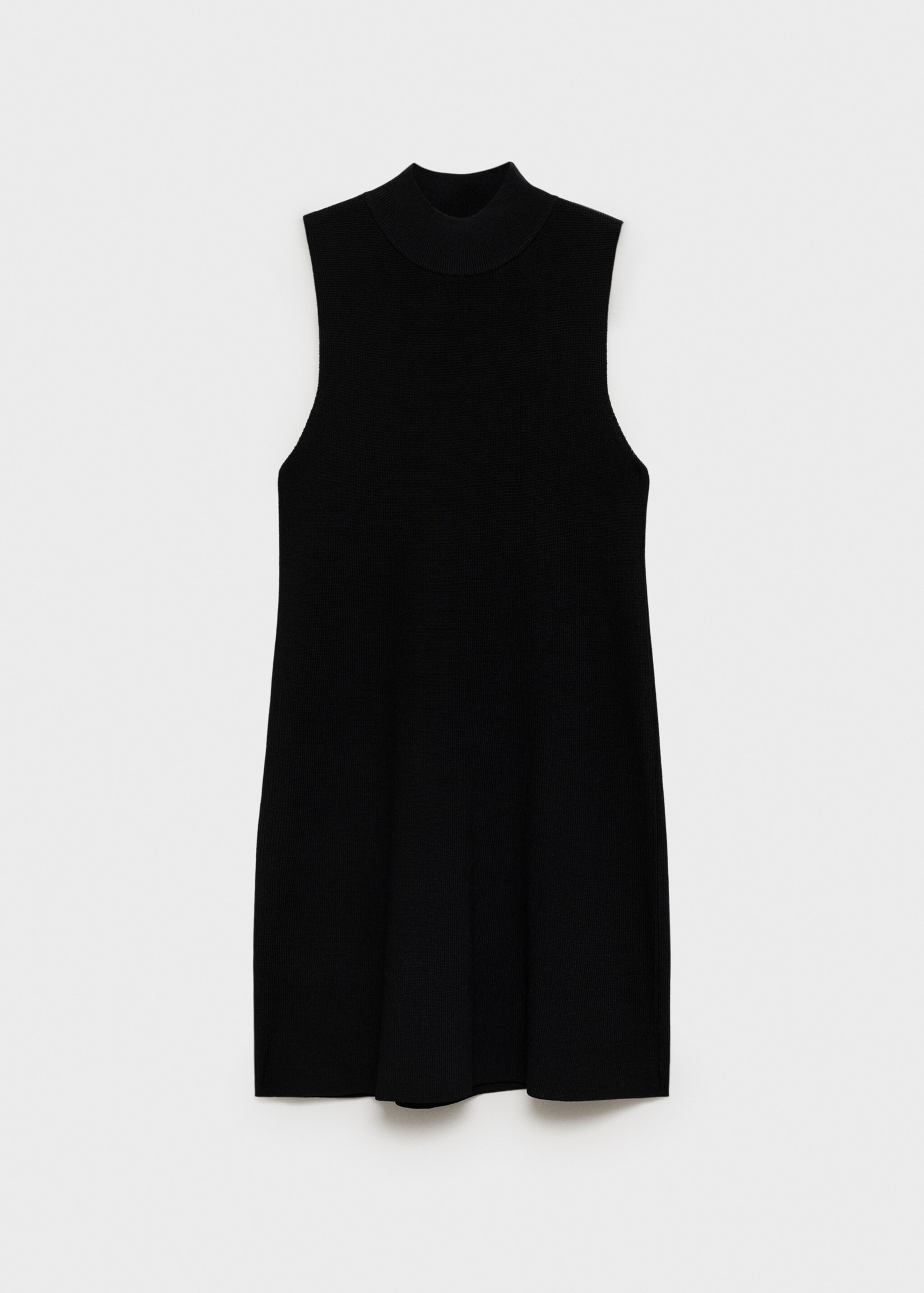 Perkins-neck knitted dress - Article without model, Black. Ref: 87097184-00.