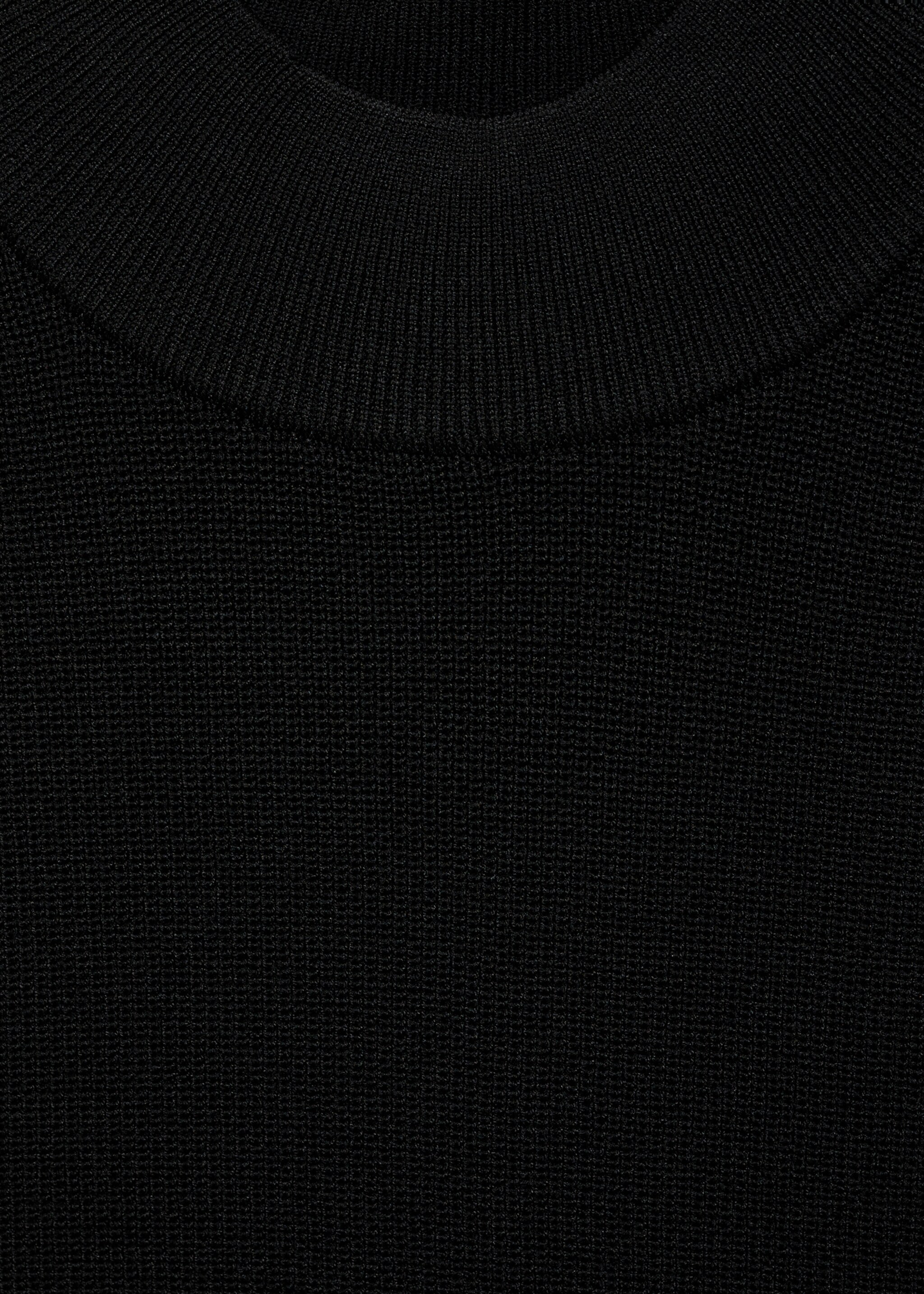 Perkins-neck knitted dress - Details of the article 8, Black. Ref: 87097184-00.