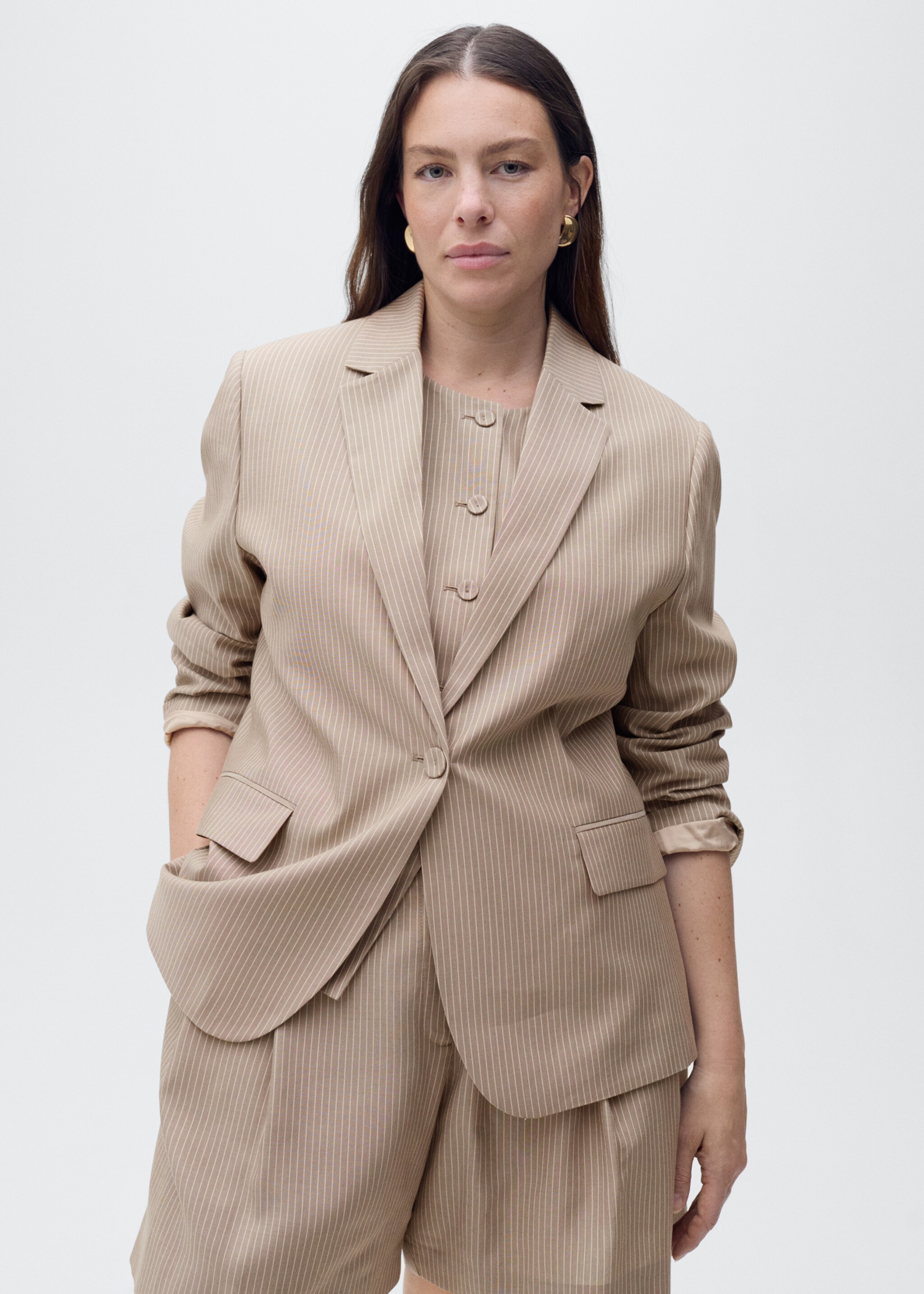 Lyocell suit blazer - Details of the article 5, Medium Brown. Ref: 87097186-00.